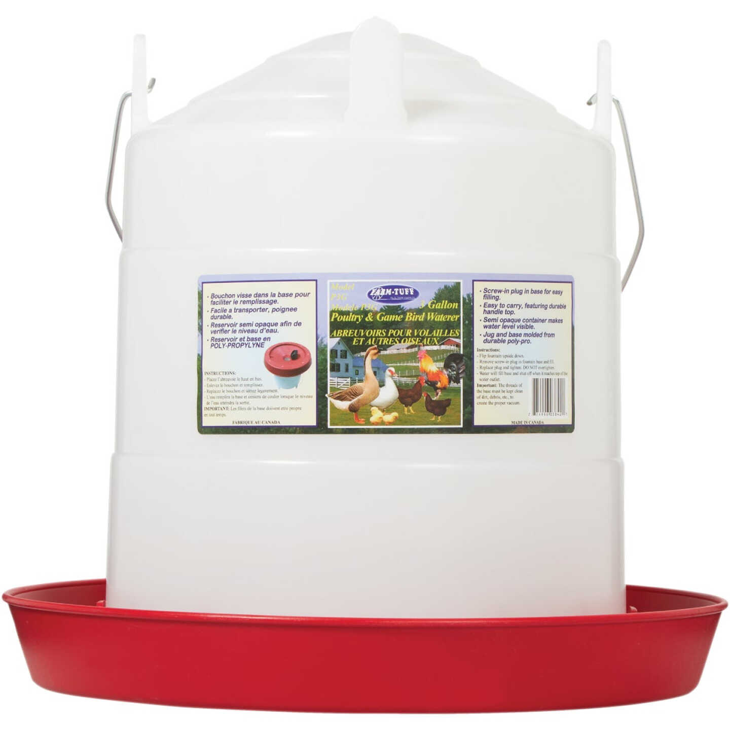 Farm-Tuff 3 Gal. Poly Bottom Fill Poultry Fountain Image 2