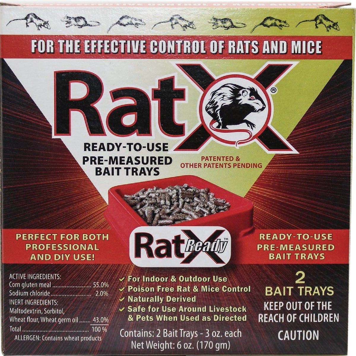 RatX Non-Toxic Ready-to-Use Bait Trays for Mice and Rats (2-Pack)
