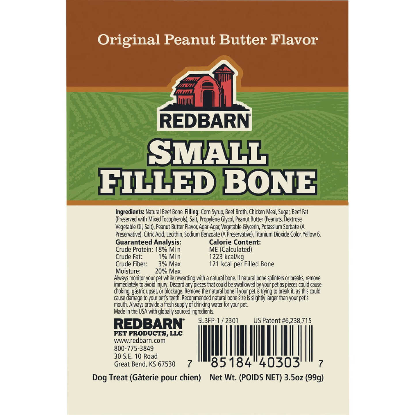 Redbarn Small Peanut Butter Flavor Filled Bone Dog Treat Image 2