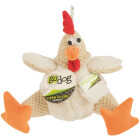 goDog Checkers Large White Fat Rooster Squeaky Plush Dog Toy Image 1