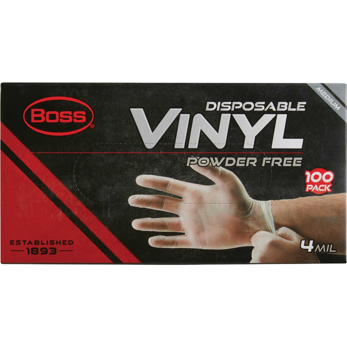 Boss Medium Vinyl Disposable Gloves (100-Pack) Image 3