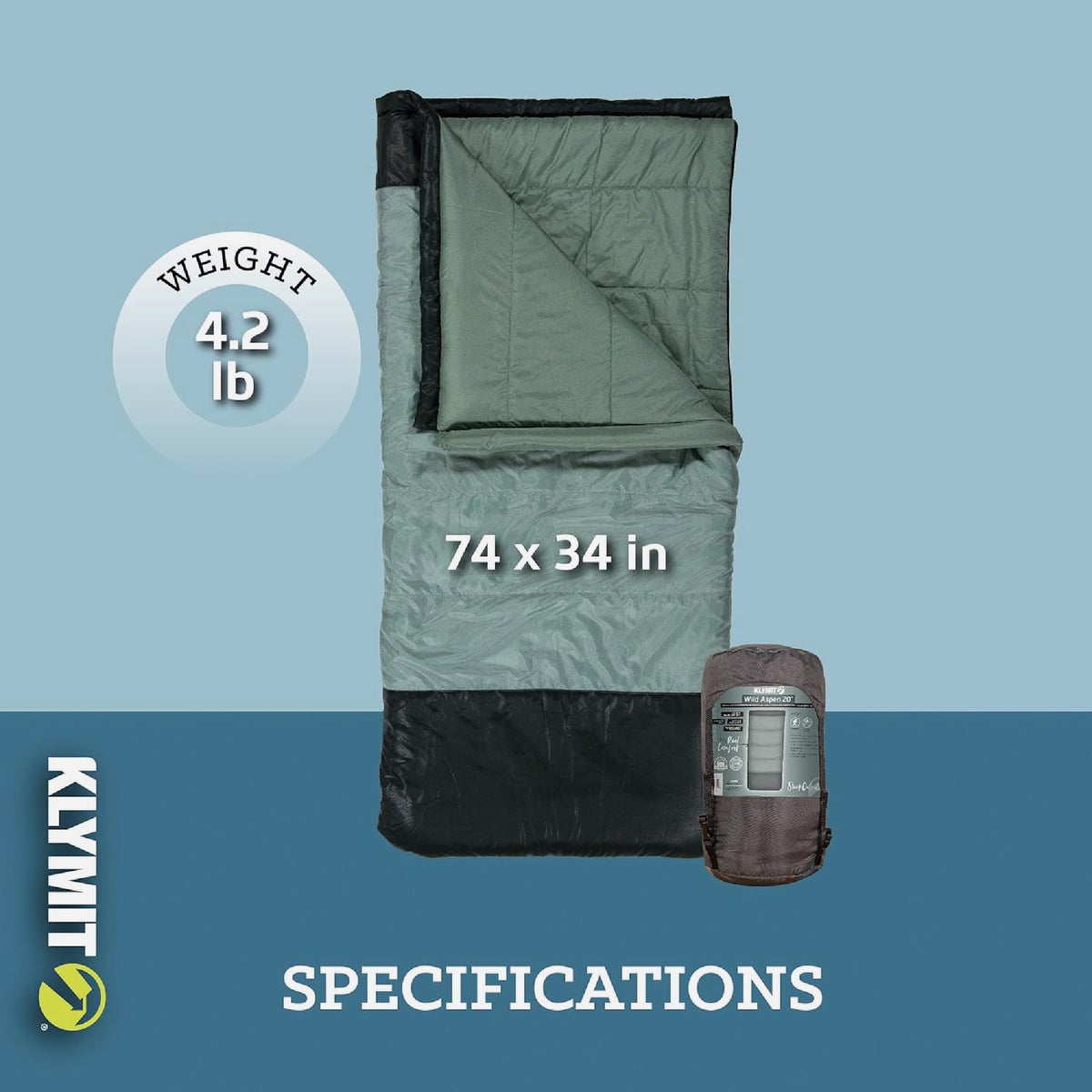 Klymit Wild Aspen 20 Deg F Rectangle Sleeping Bag Image 5