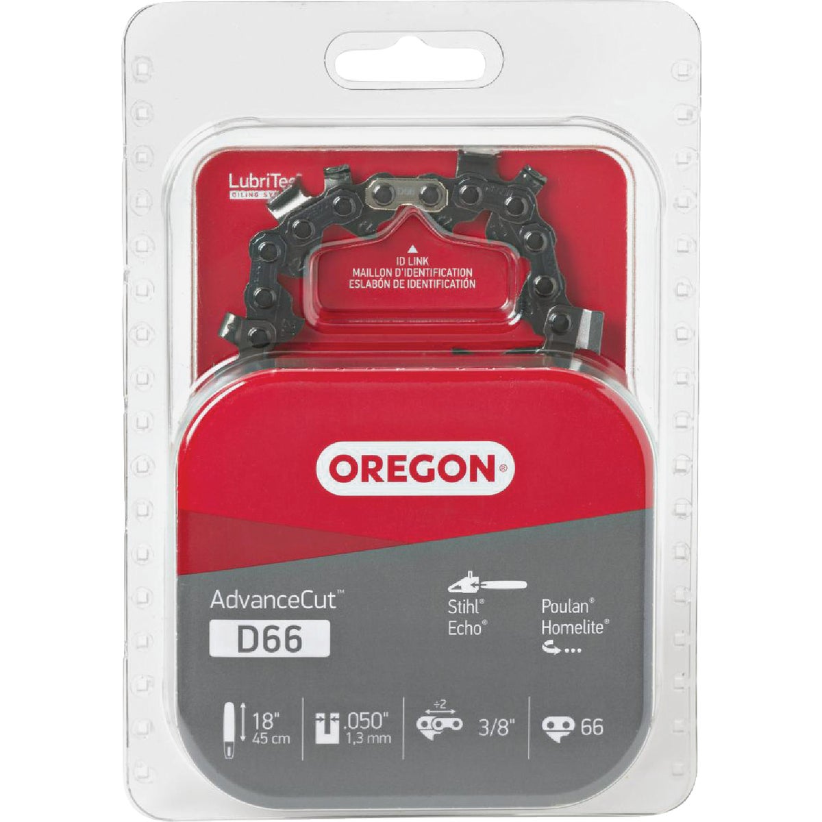 Oregon D66 AdvanceCut Saw Chain for 18 in. Bar - 66 Drive Links - fits Echo, Craftsman, Homelite, McCulloch, Poulan, Stihl, Skil and more Image 1