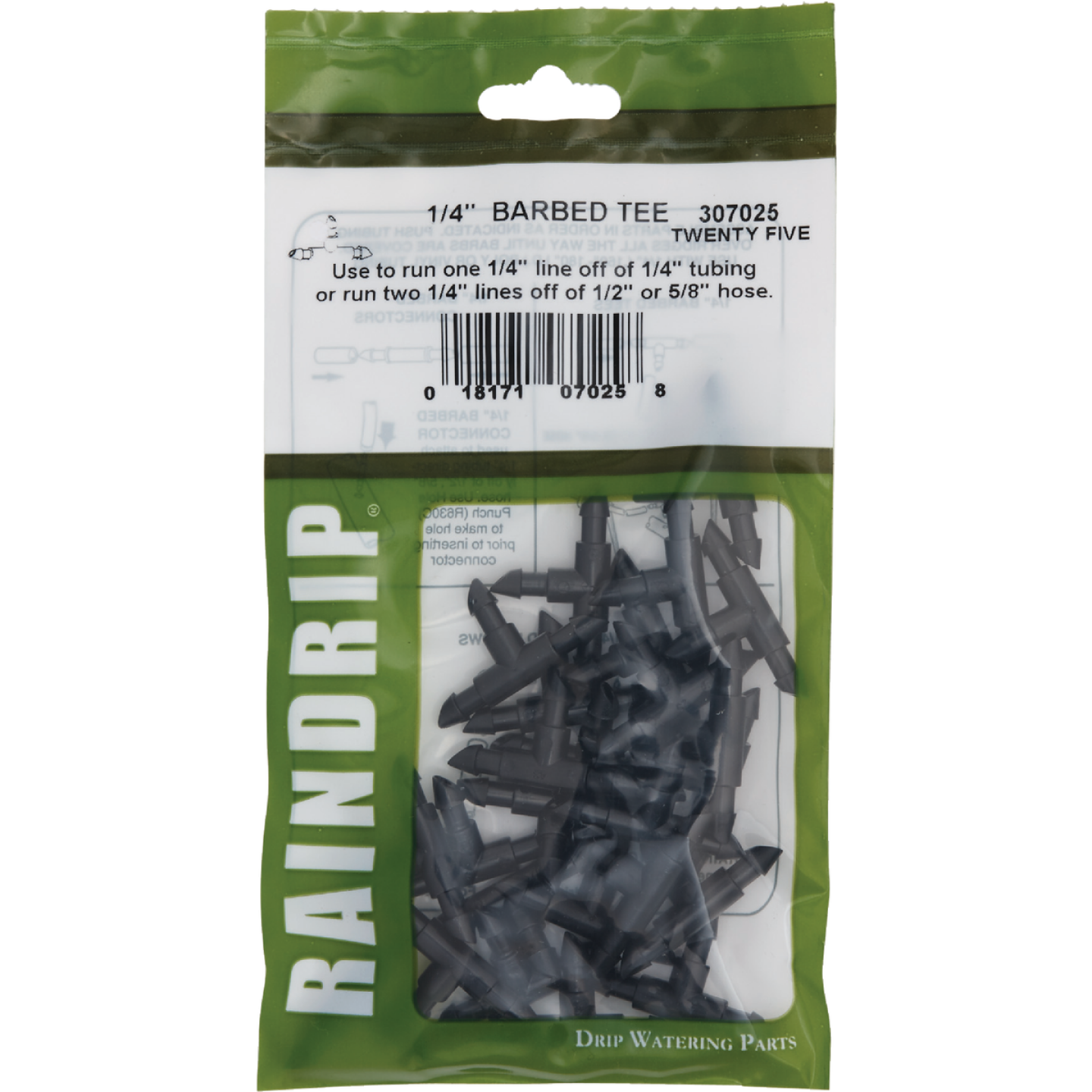 Raindrip 1/4 In. Barb x 1/4 In. Barb Tee (25-Pack) Image 2
