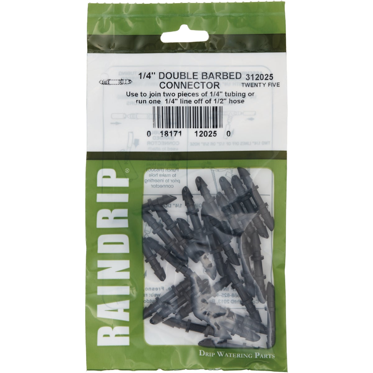 Raindrip 1/4 In. Tubing Barbed Connector Coupling (25-Pack) Image 2