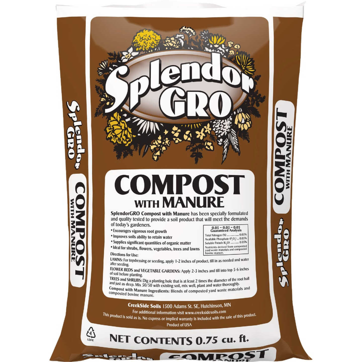 SplendorGRO 0.75 Cu. Ft. Compost with Manure Image 1
