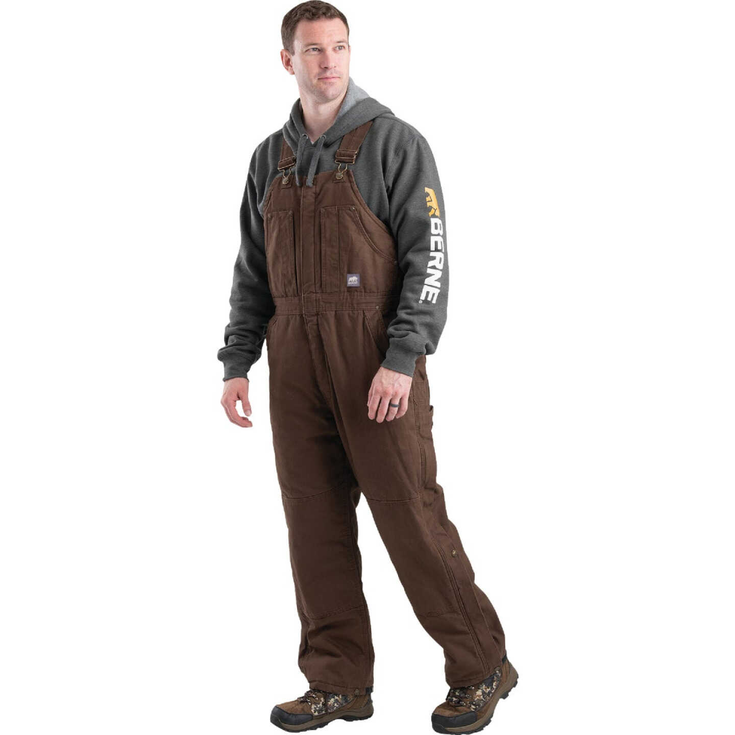 Berne Men's Large Bark Heartland Insulated Washed Duck Bib Overalls Image 1