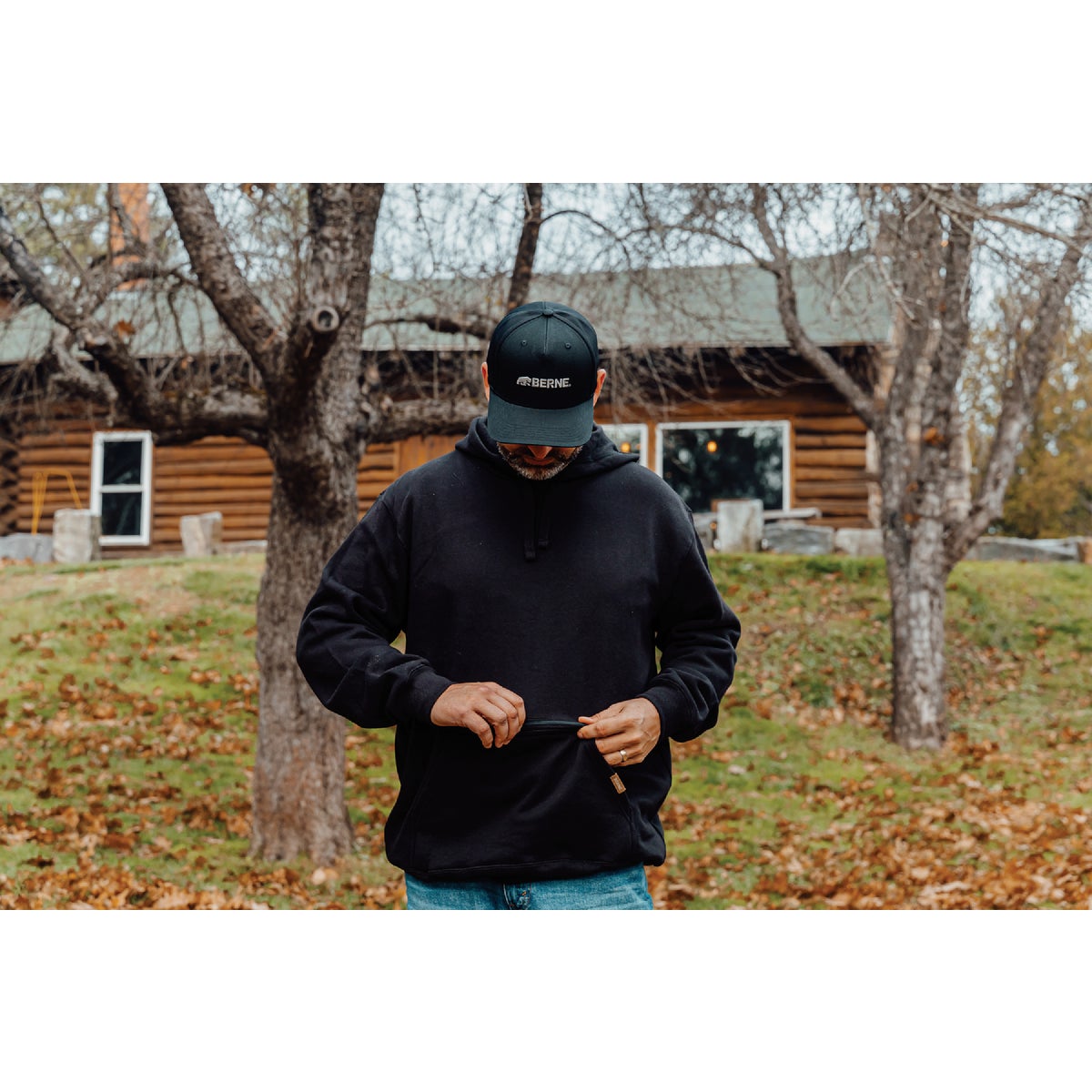 Berne Black Horizontal Logo Mesh-Back Cap Image 3