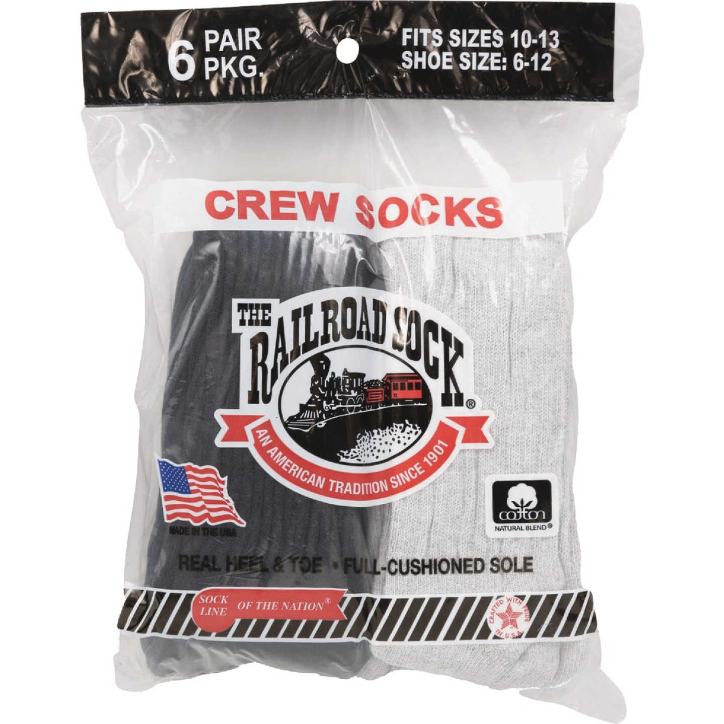 Railroad Sock Black/Gray Crew Sock (6-Pack) Image 2