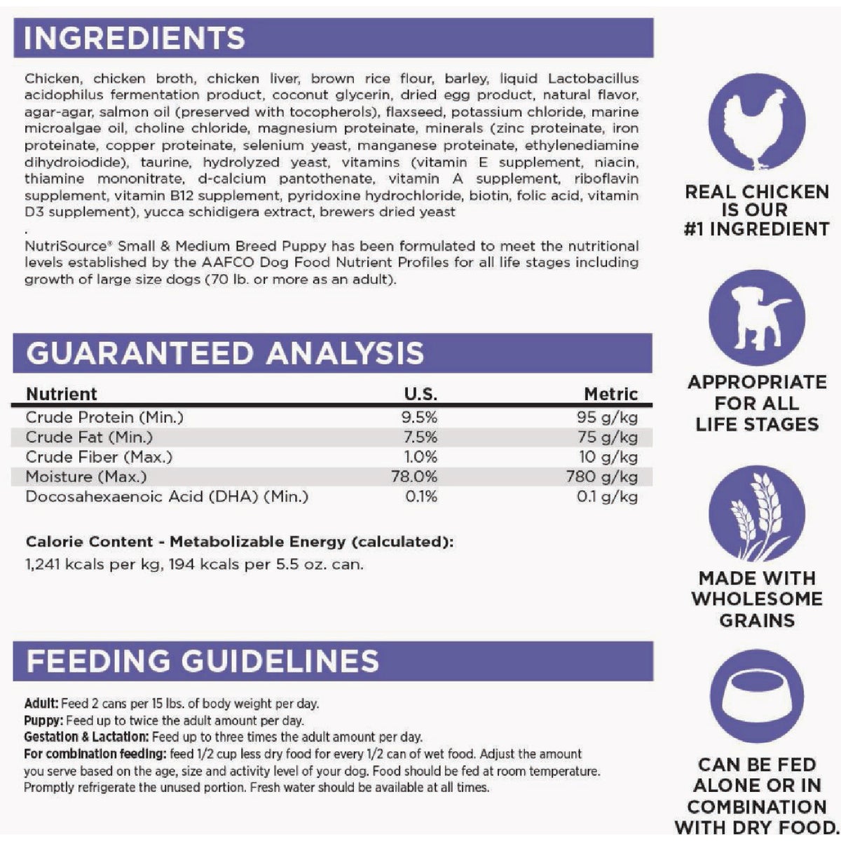NutriSource 12.3 Oz. Small & Medium Breed Wet Puppy Food Image 2