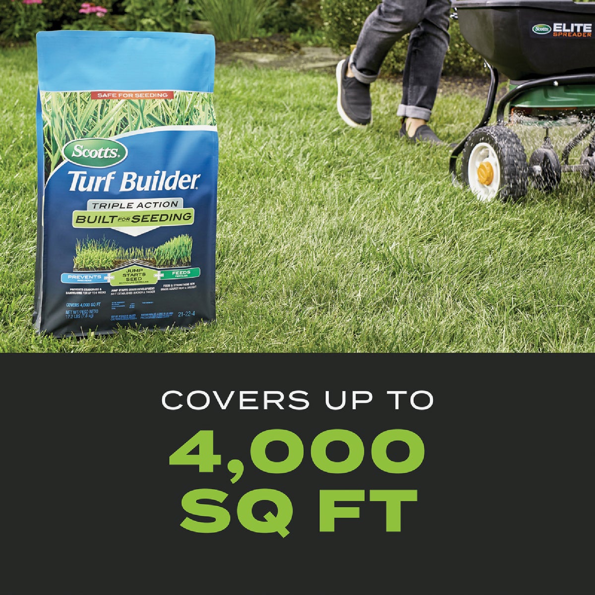Scotts Turf Builder 17.2 Lb. 4000 Sq. Ft. 21-22-4 Triple Action Built For Seeding Image 6