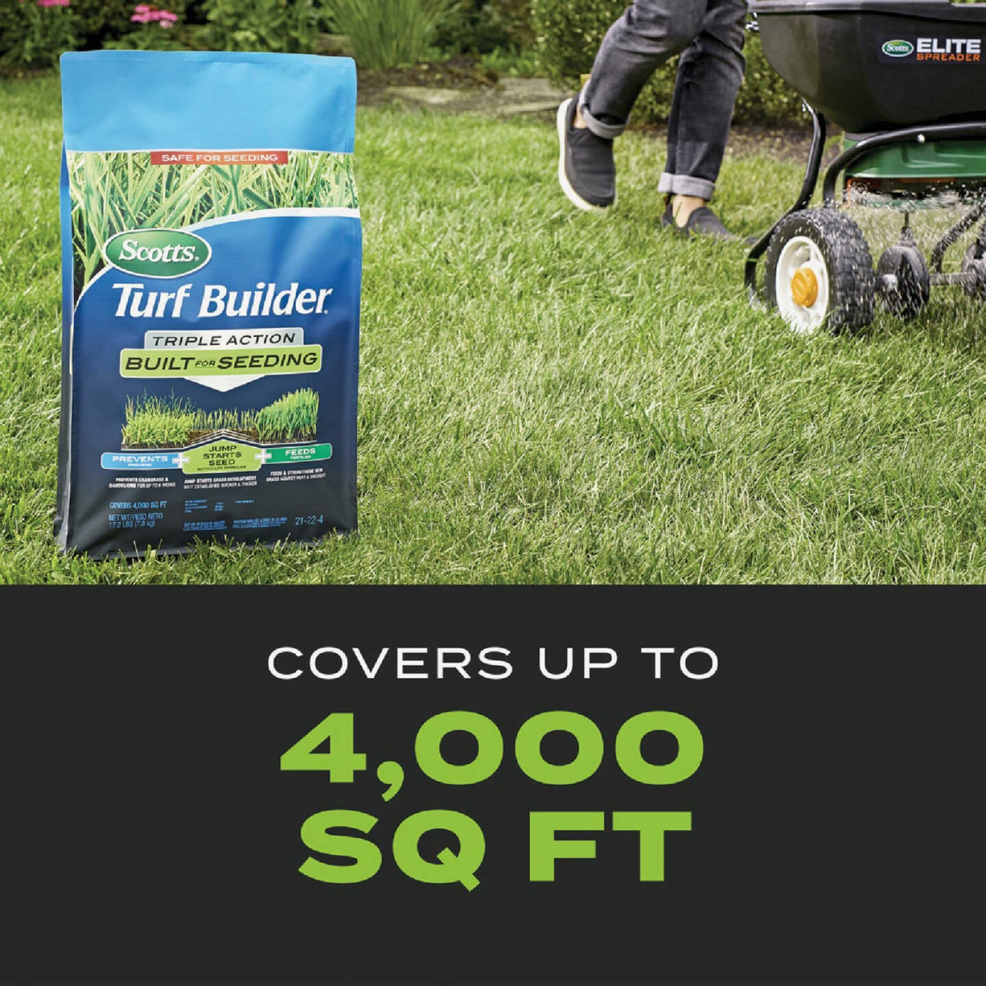 Scotts Turf Builder 17.2 Lb. 4000 Sq. Ft. 21-22-4 Triple Action Built For Seeding Image 6