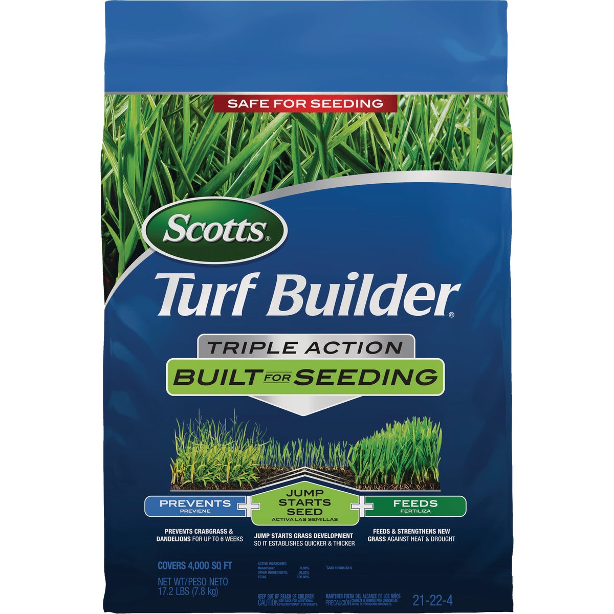 Scotts Turf Builder 17.2 Lb. 4000 Sq. Ft. 21-22-4 Triple Action Built For Seeding Image 1