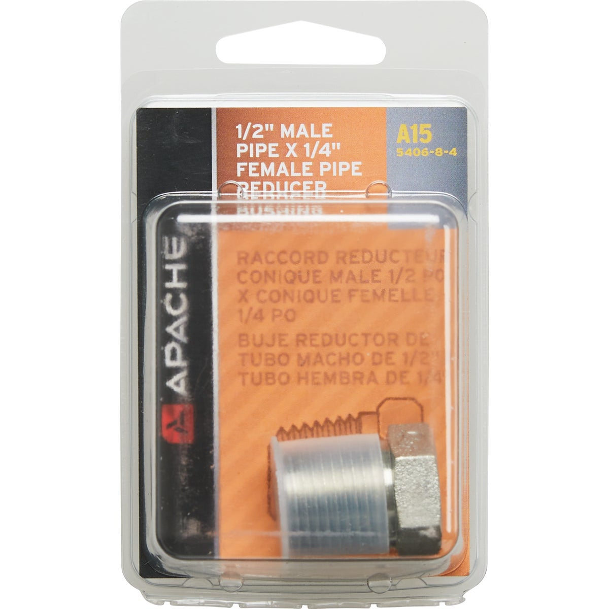 Apache 1/2 In. Male Pipe x 1/4 In. Female Pipe Hex Reducer Bushing Hydraulic Hose Adapter Image 2