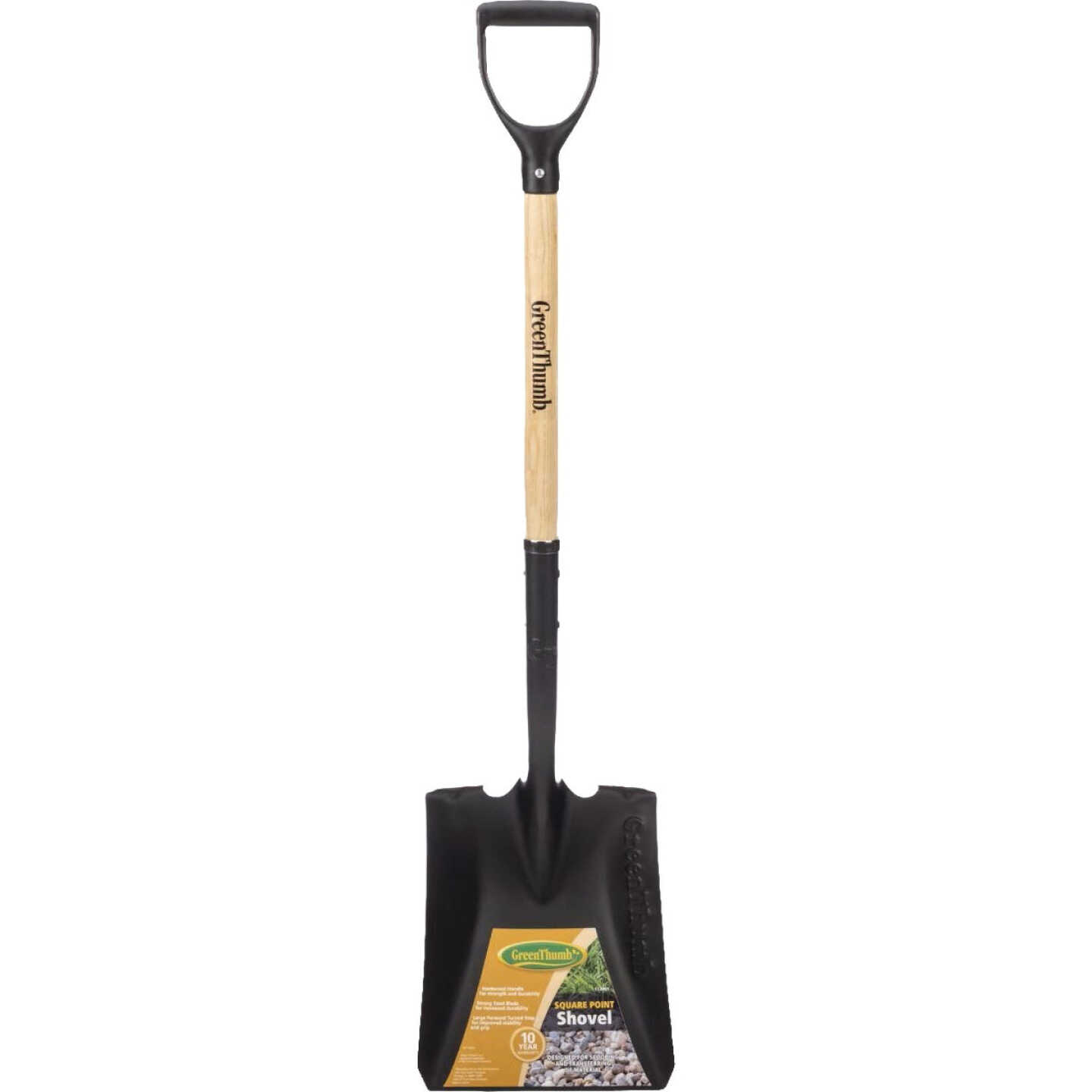 Green Thumb Wood D-Handle Square Point Shovel Image 1