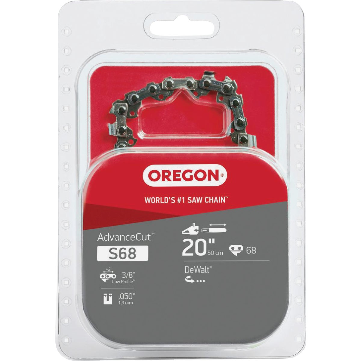 Oregon S68 AdvanceCut Chainsaw Chain for 20-Inch Bar -68 Drive Links  fits DeWalt ddcs677b Image 1