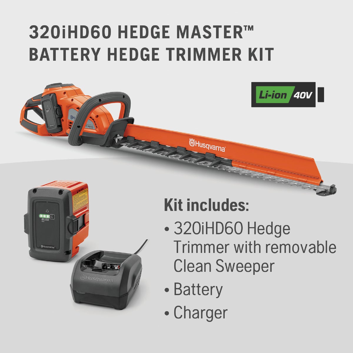 Husqvarna 320iHD60 Hedge Master Battery Hedge Trimmer Kit Image 7