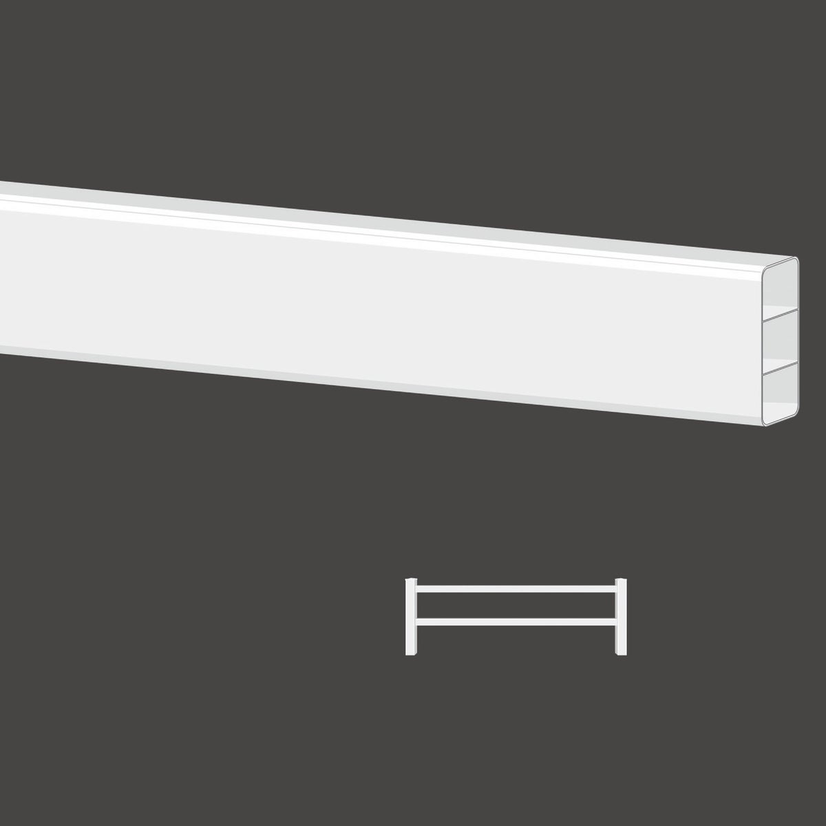 2 In. x 6 In. x 96 In. White Vinyl Fence Rail