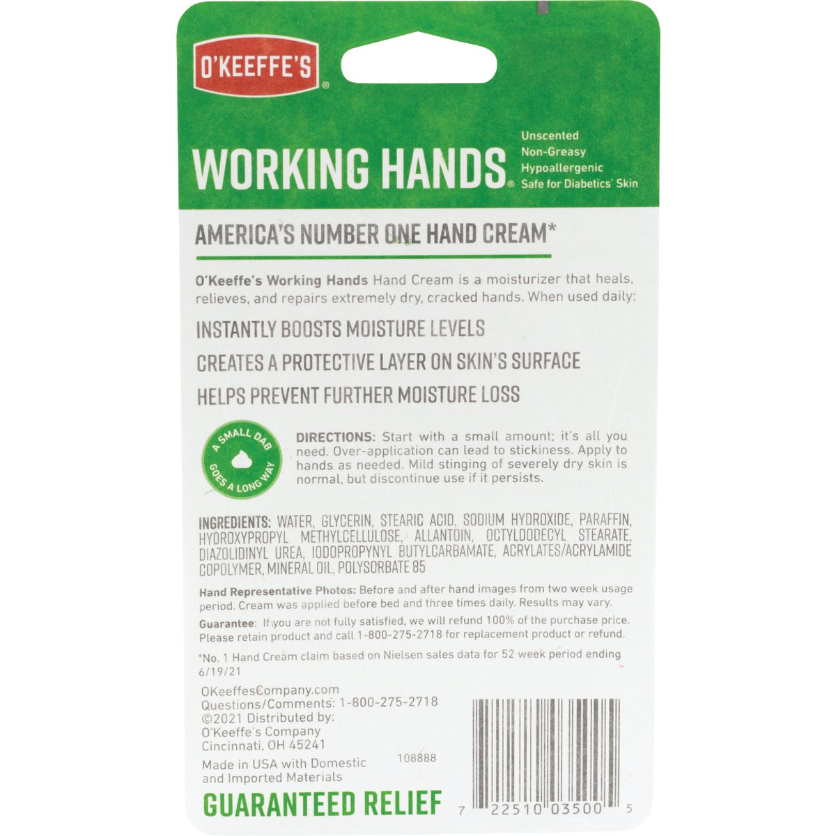 O'Keeffe's Working Hands 3.4 Oz. Hand Cream Jar Image 4