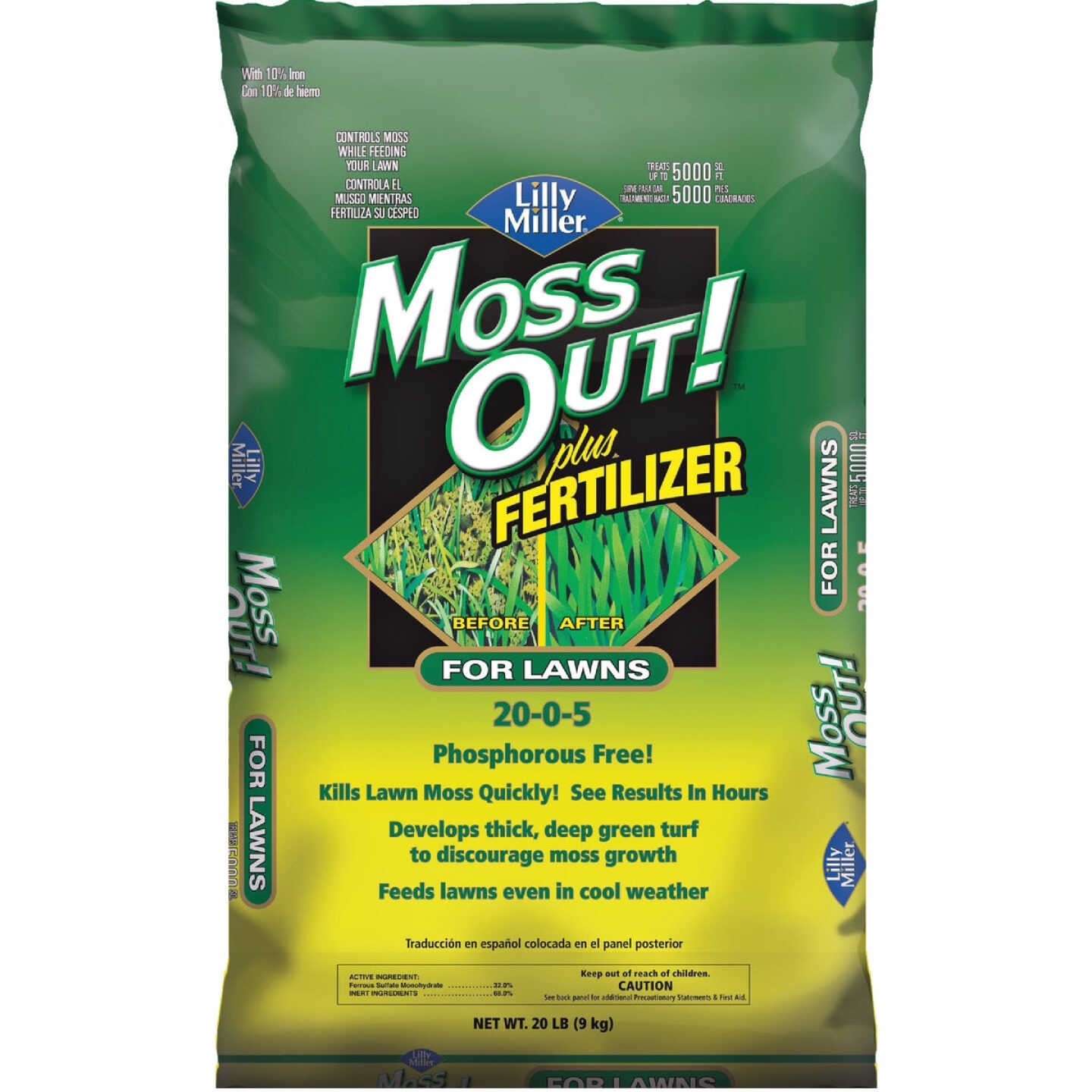 Lilly Miller Moss Out 20 Lb. 20-0-5 Moss Control Plus Fertilizer Image 1