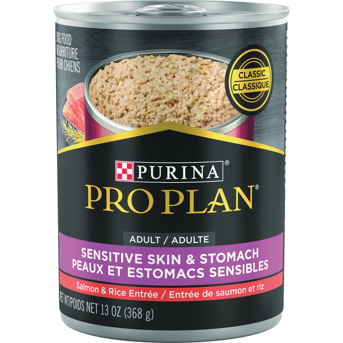 Purina Pro Plan Sensitive Skin & Stomach Salmon & Rice Adult Dog Food Pate, 13 Oz.