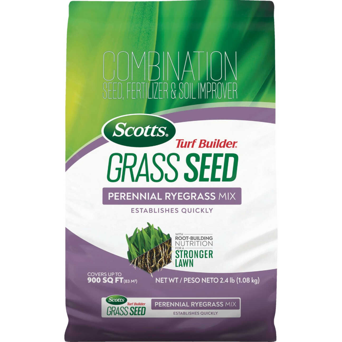 Scotts Turf Builder 2.4 Lb. 200 Sq. Ft. Perennial Ryegrass Mix Grass Seed, Fertilizer, and Soil Improver Combination Image 1
