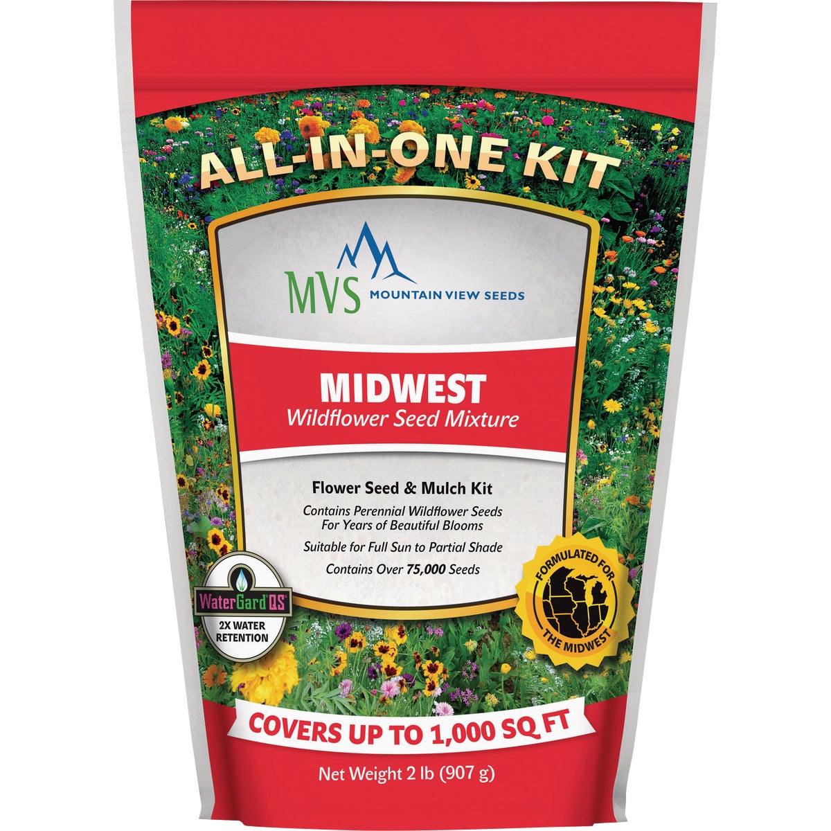 Mountain View Seeds 2 Lb. 1000 Sq. Ft. Coverage Midwest Wildflower Seed Mix