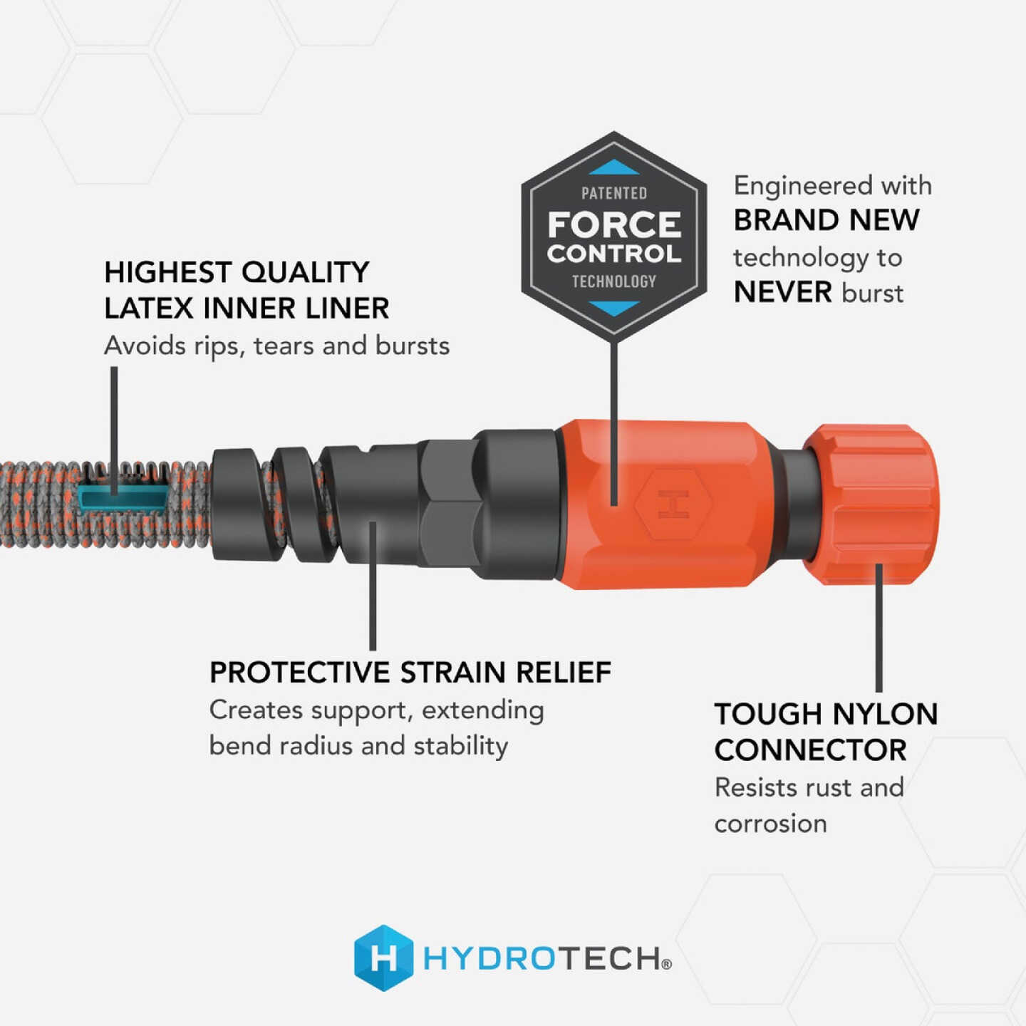 Hydrotech 5/8 In. Dia. x 75 Ft. Orange Expandable Burst Proof Hose Image 2