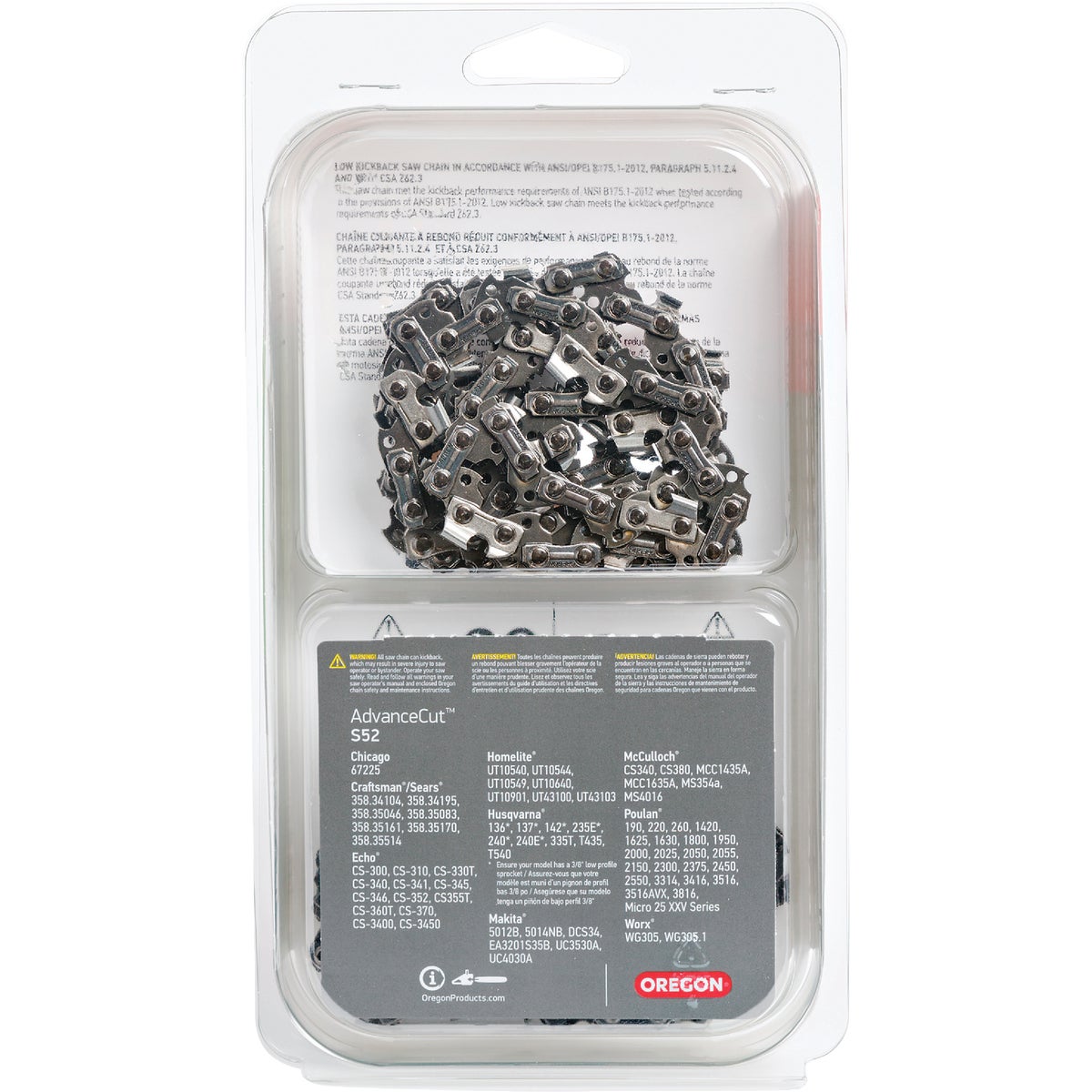 Oregon S52T AdvanceCut Chainsaw Chains 2-Pack for 14 in. Bar - 52 Drive Links - fits Echo, Craftsman, Poulan, Homelite, Makita Husqvarna and more Image 7