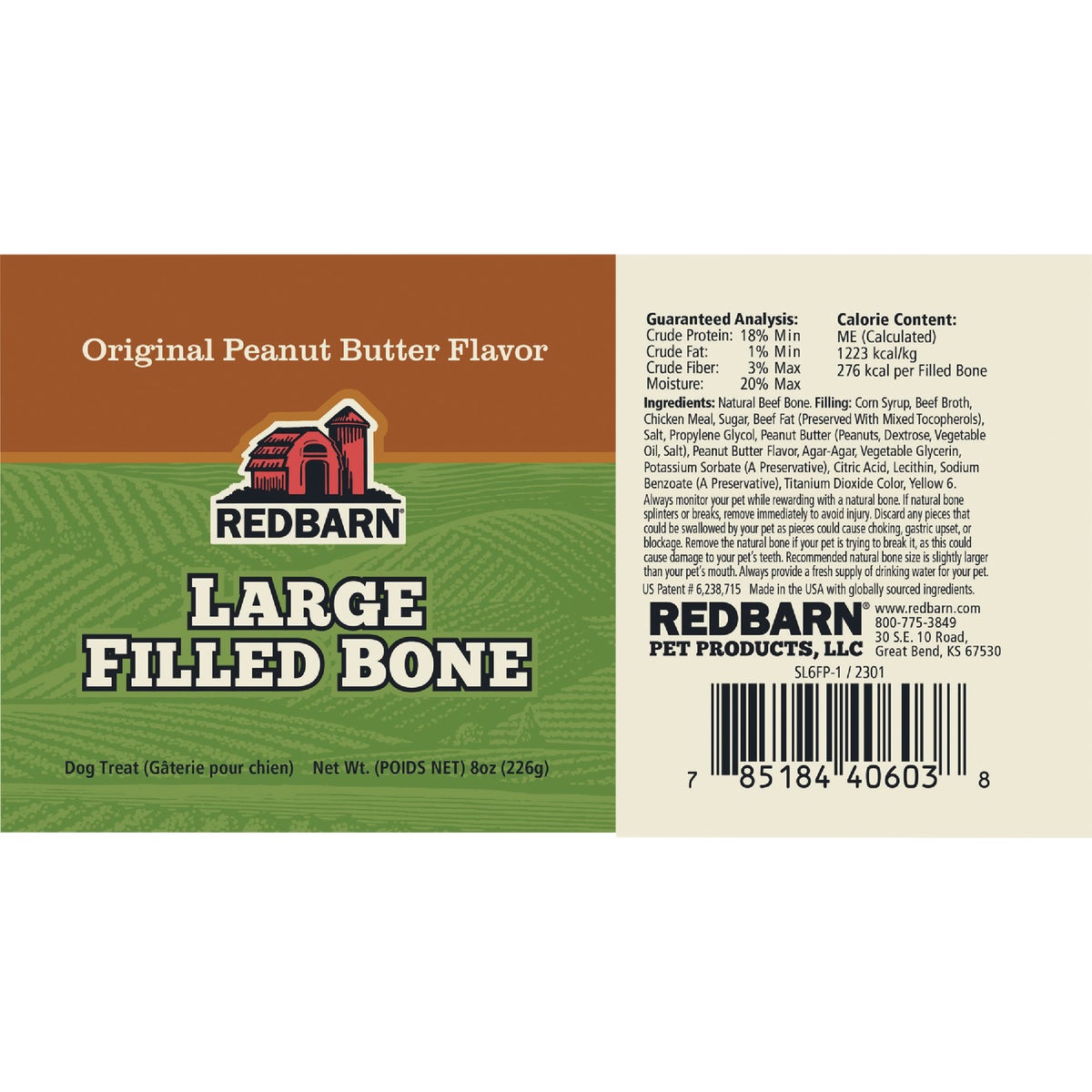 Redbarn Large Peanut Butter Flavor Filled Bone Dog Treat Image 3