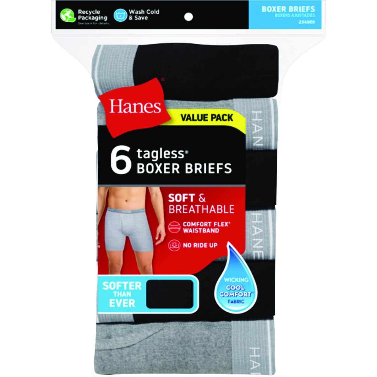Hanes Men's L Multi-Color Boxer Briefs (6-Pack)