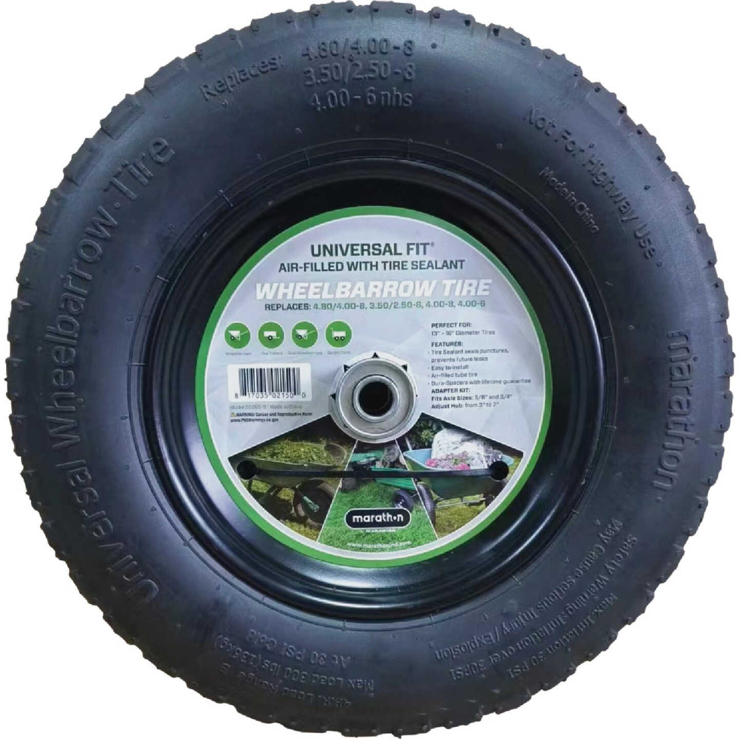 Marathon Universal Fit Wheelbarrow Tire with Flat Free Tire Sealant Image 1
