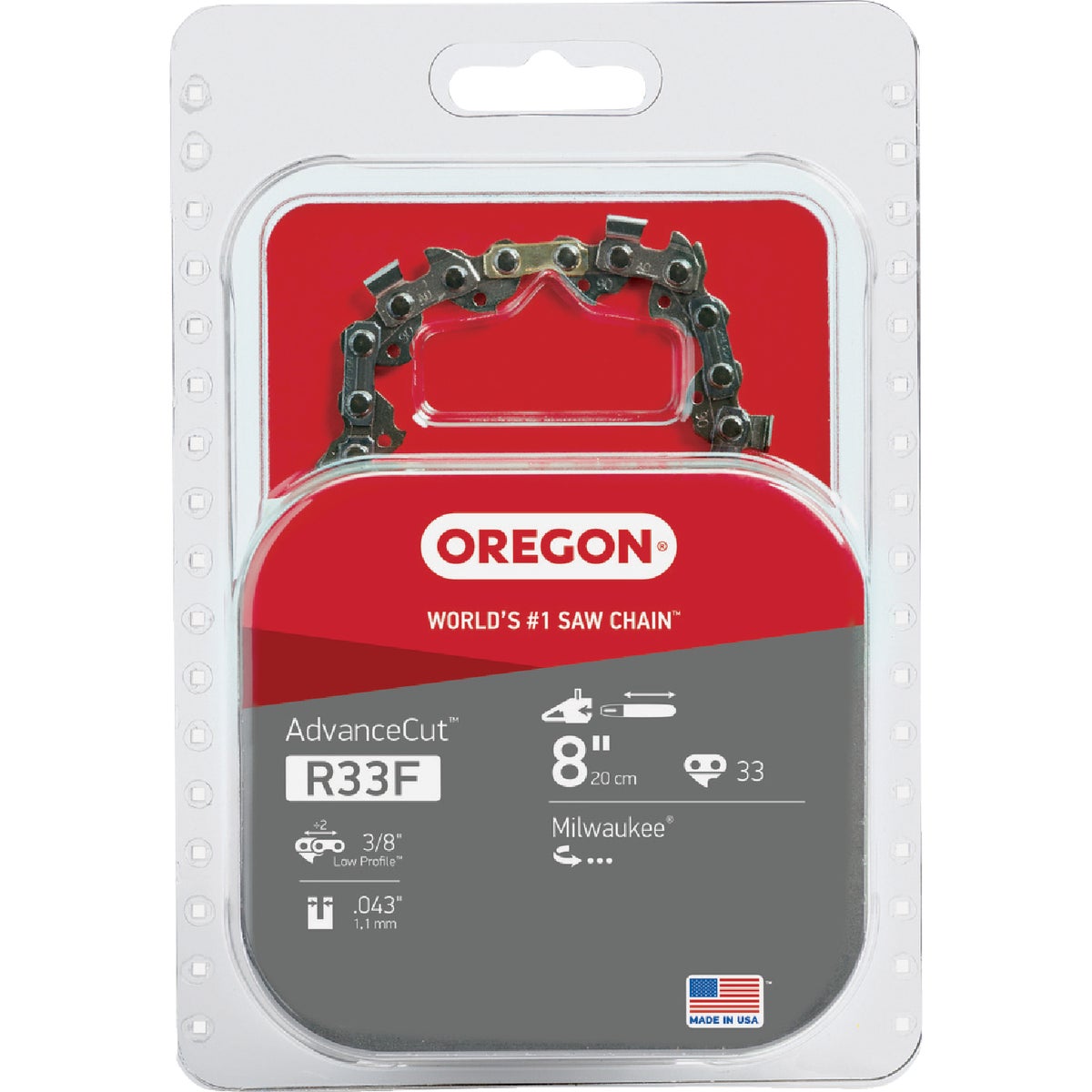 Oregon R33F Polesaw Chain for 8 in. Bar - 33 Drive Links - fits Milwaukee Image 1