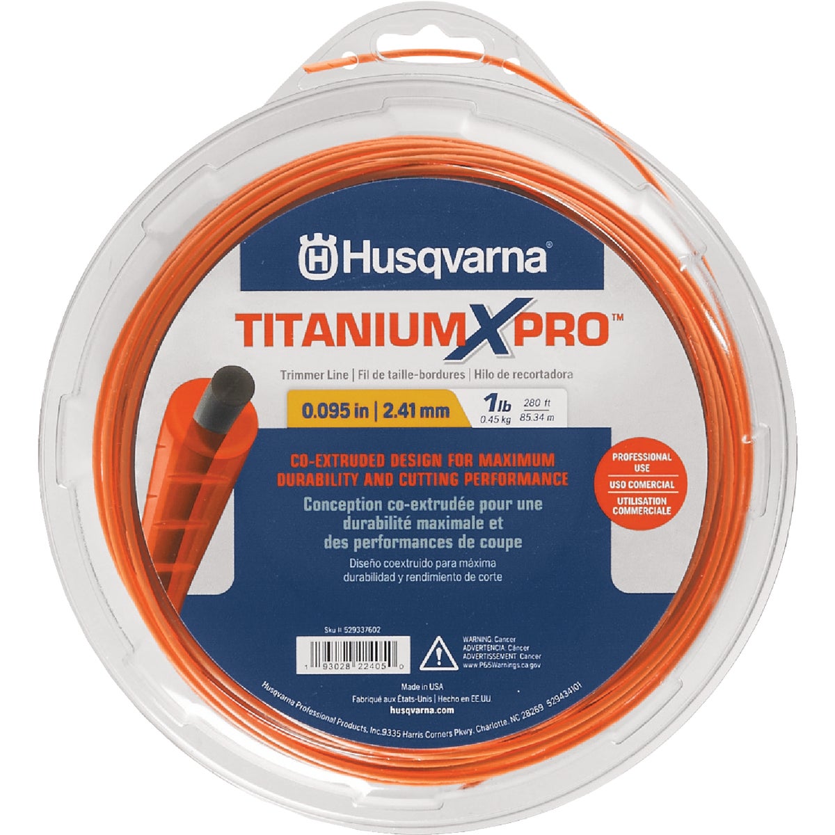 Husqvarna TitaniumX Pro Trimmer Line 0.095 In. Gauge Orange 200 Ft. 1 Lb. Donut Trimmer Line