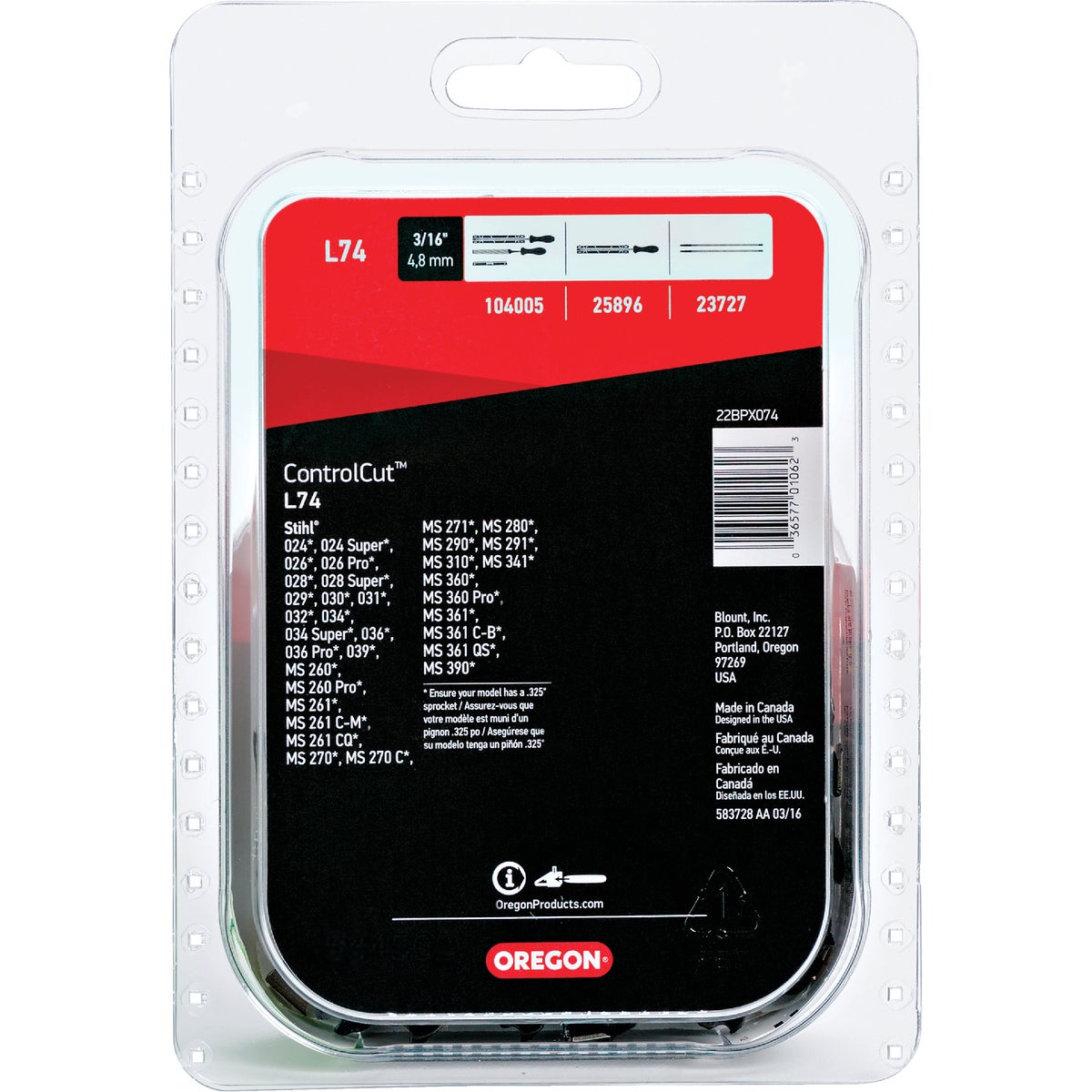 Oregon L74 ControlCut Saw Chain for 18 in. Bar - 74 Drive Links - fits Several Stihl models Image 7