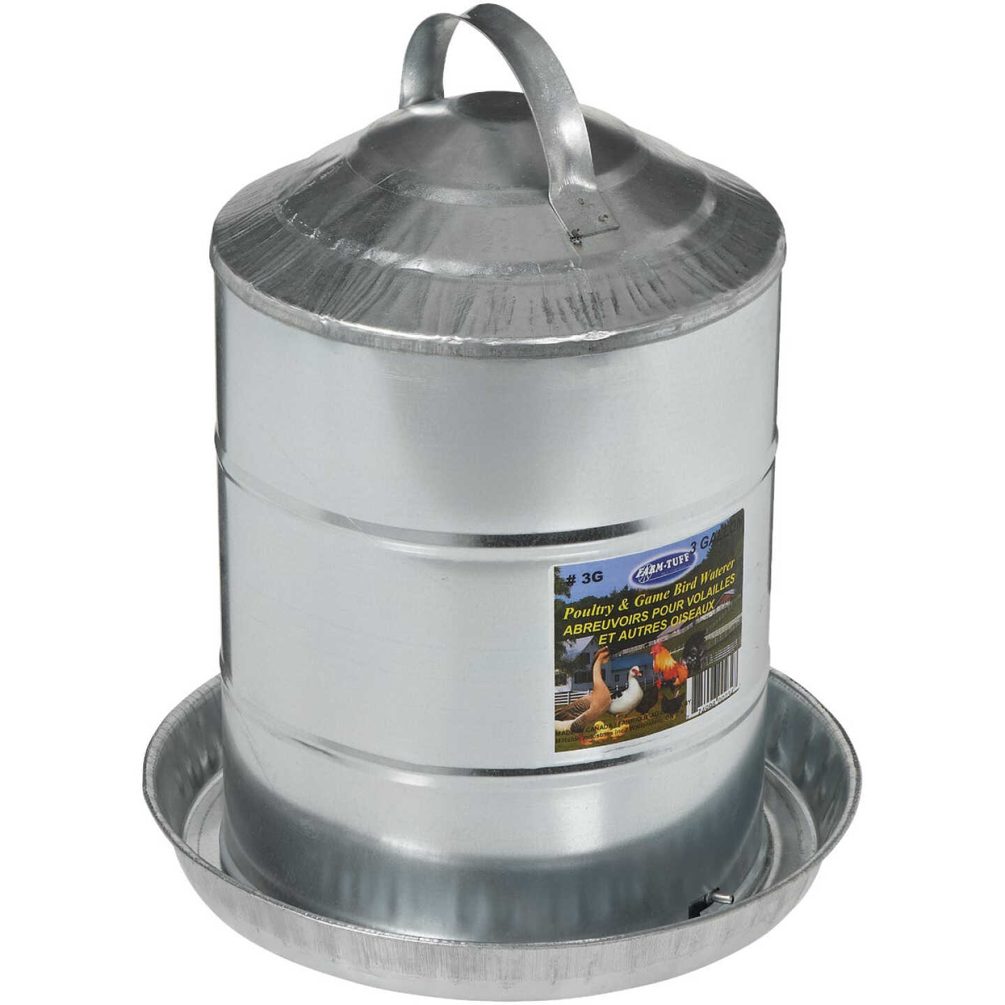 Farm-Tuff 3 Gal. Galvanized Poultry Fountain Image 1