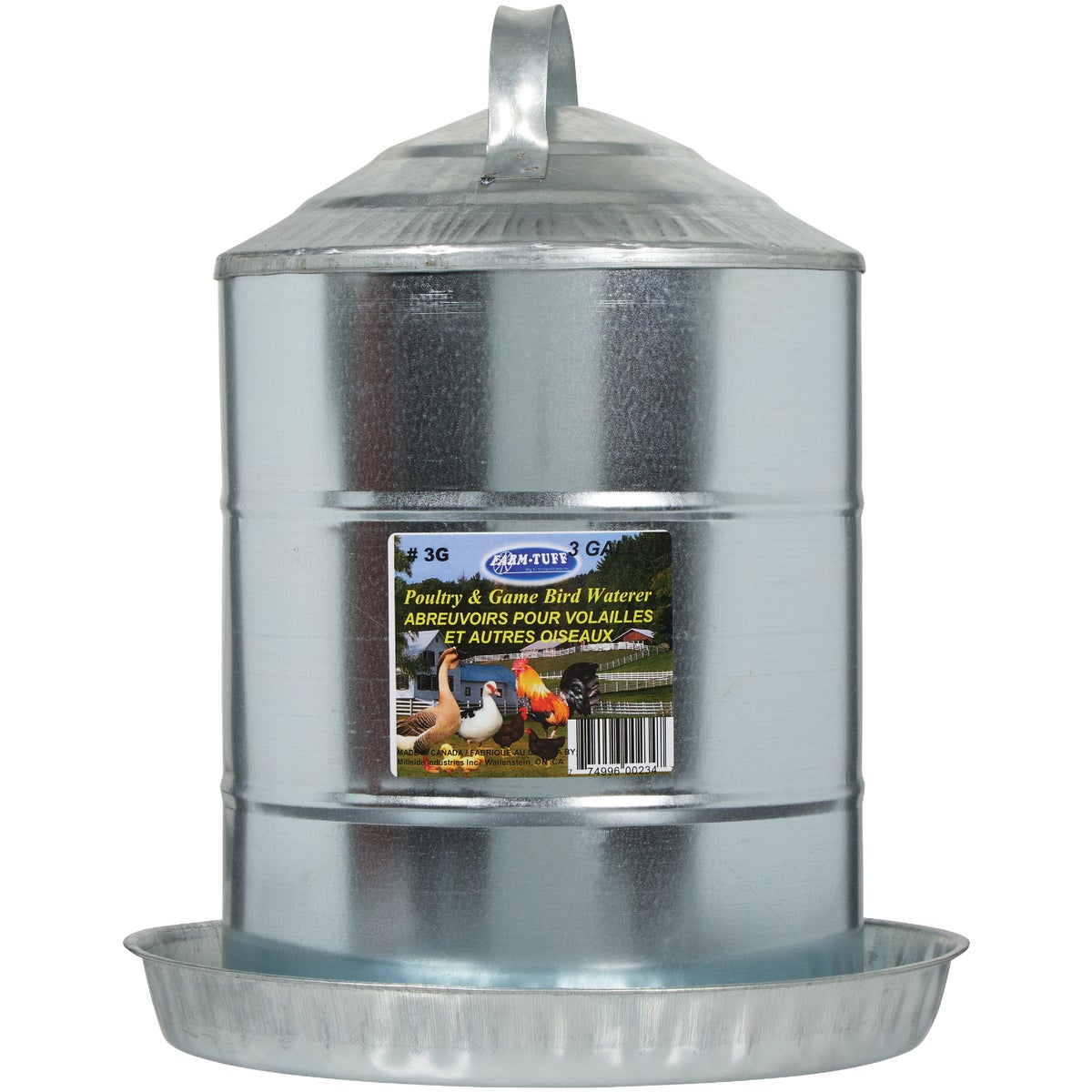 Farm-Tuff 3 Gal. Galvanized Poultry Fountain Image 2
