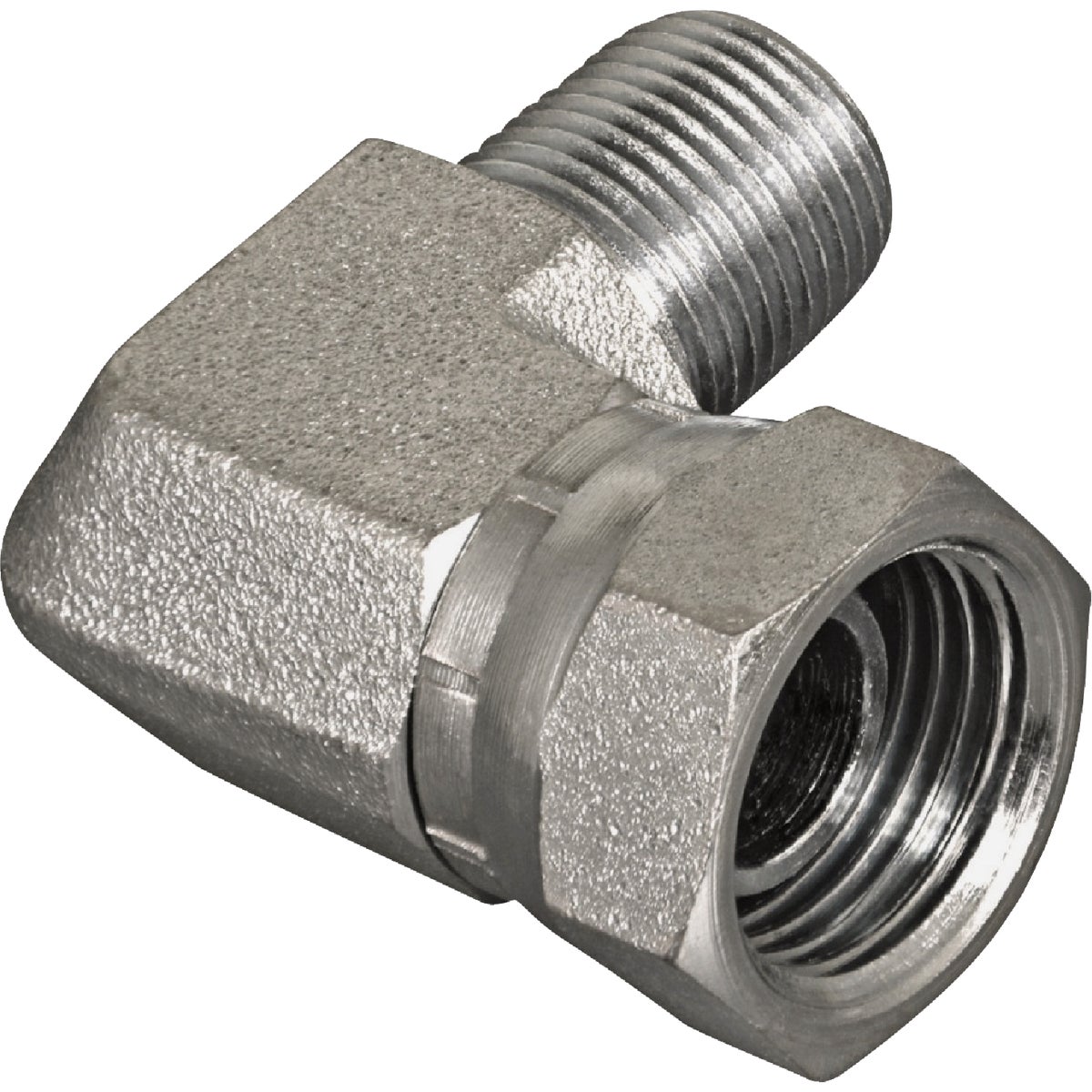 Apache 3/8 In. Male Pipe x 1/2 In. Female Pipe Swivel 90 Deg Hydraulic Hose Adapter