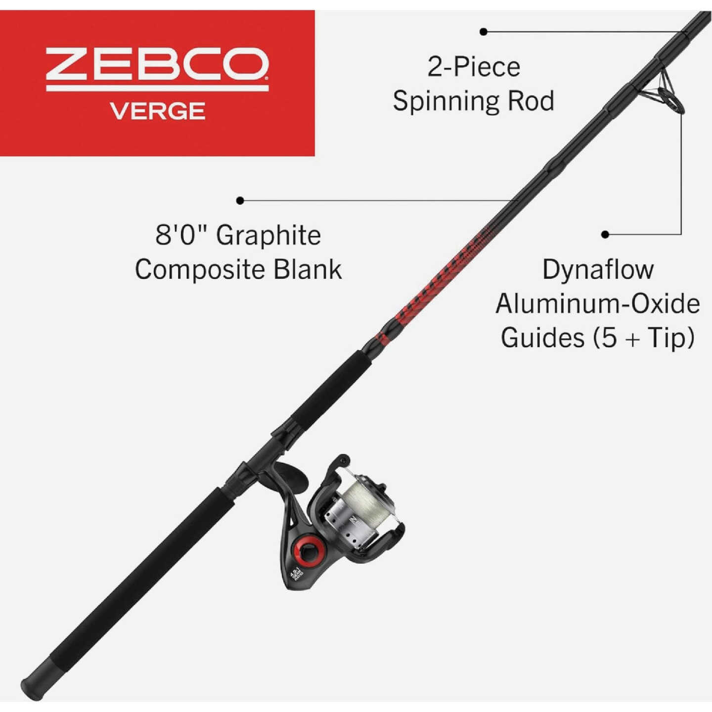 Zebco Verge 8 Ft. Graphite Fishing Rod & Spining Reel Image 2
