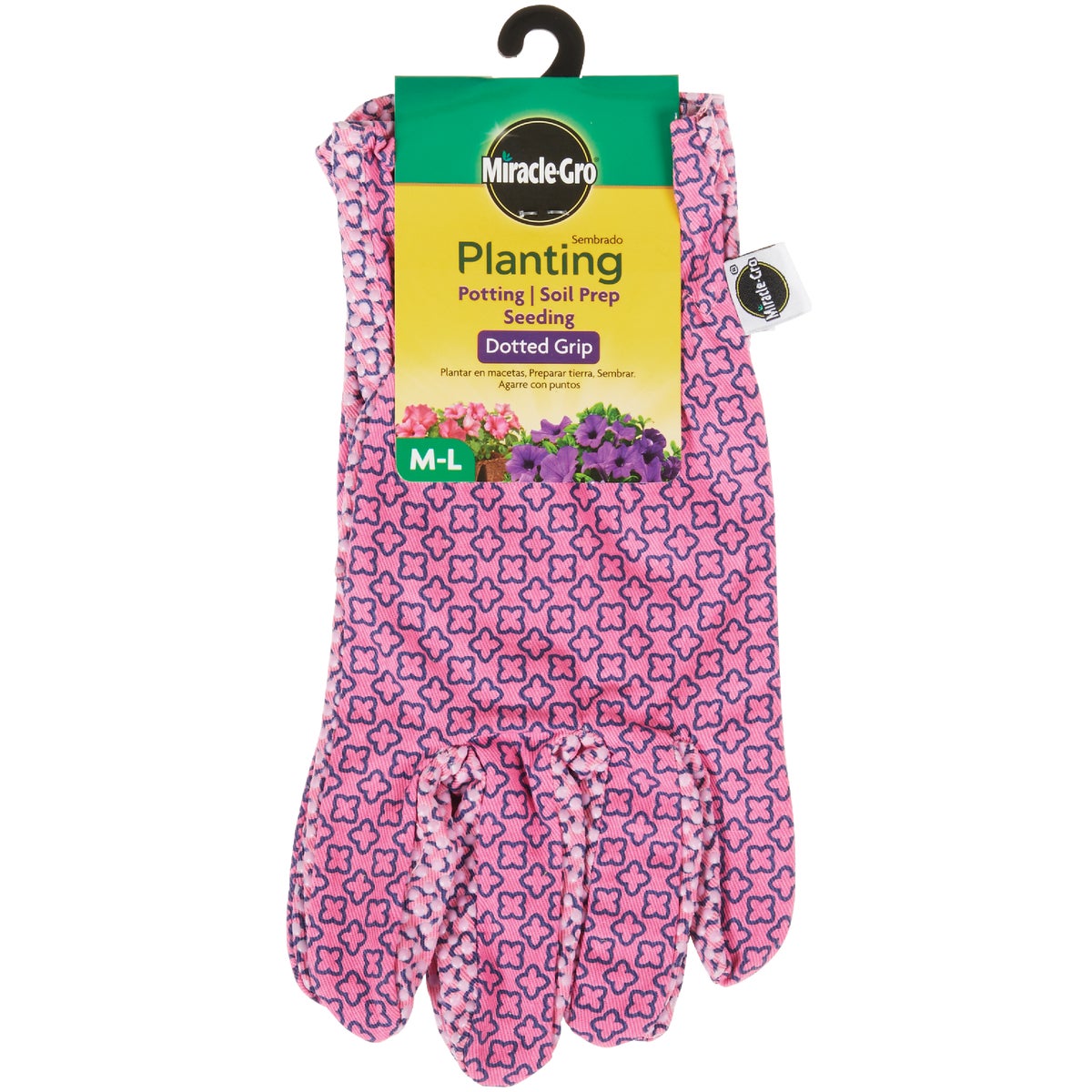Miracle-Gro Women's Polyester & Cotton Dotted Grip Planting Gloves, Medium/Large Image 2