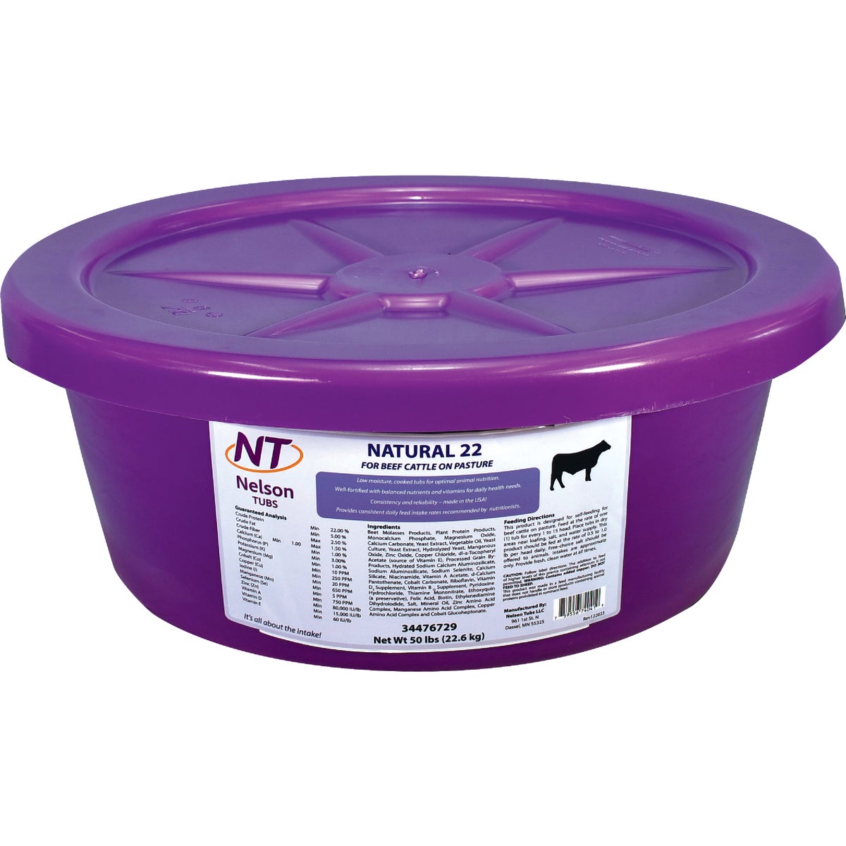 Nelson Tubs Natural 22 50 Lb. Beef Cattle Feed Supplement
