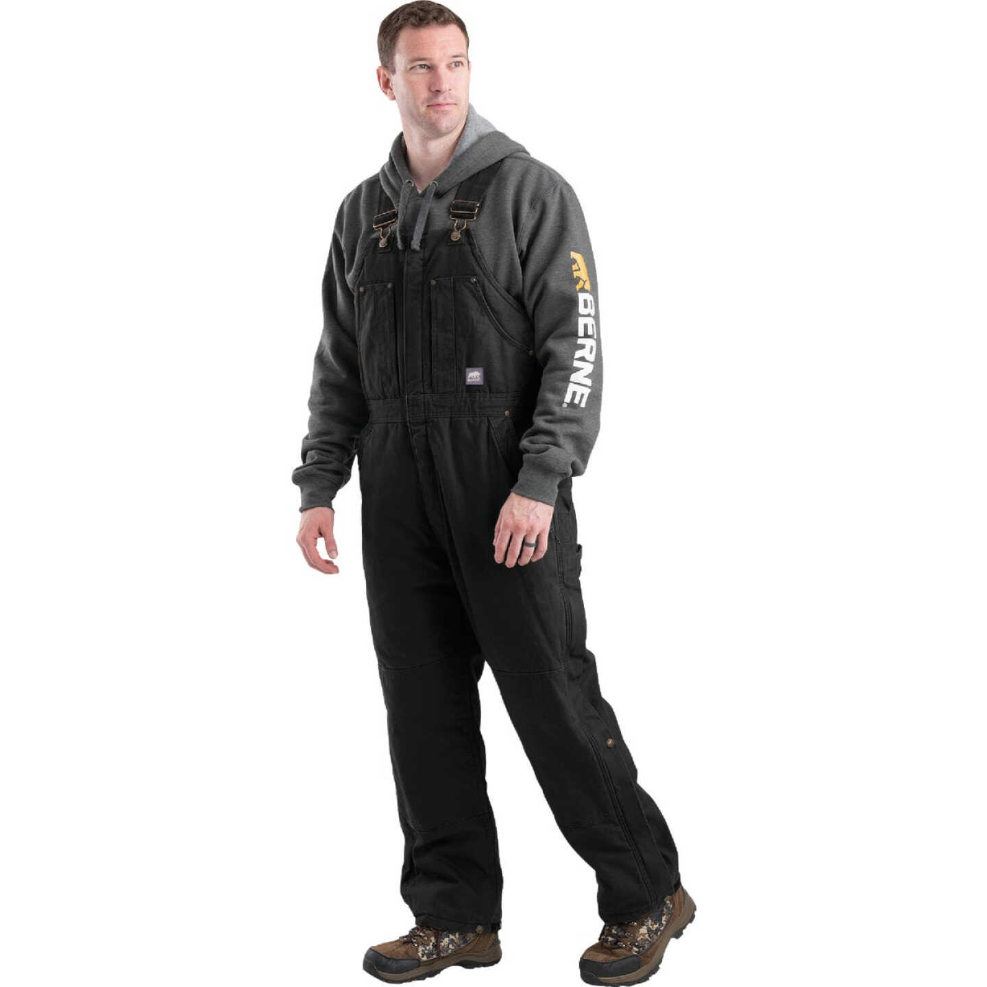 Berne Men's Medium Black Heartland Insulated Washed Duck Bib Overalls Image 1
