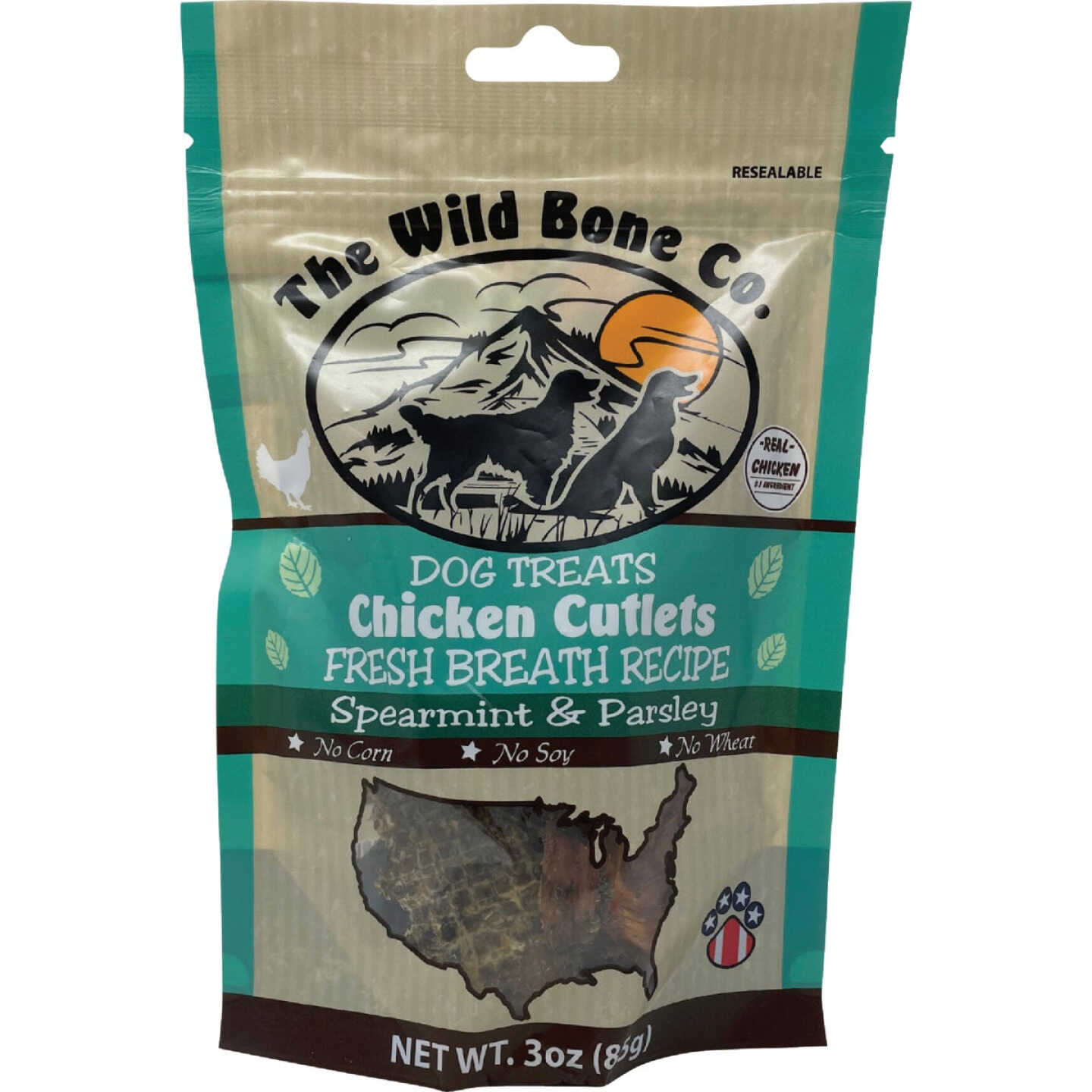 The Wild Bone Company Fresh Breath Chicken Cutlet Dog Treat, 3 Oz. Image 1
