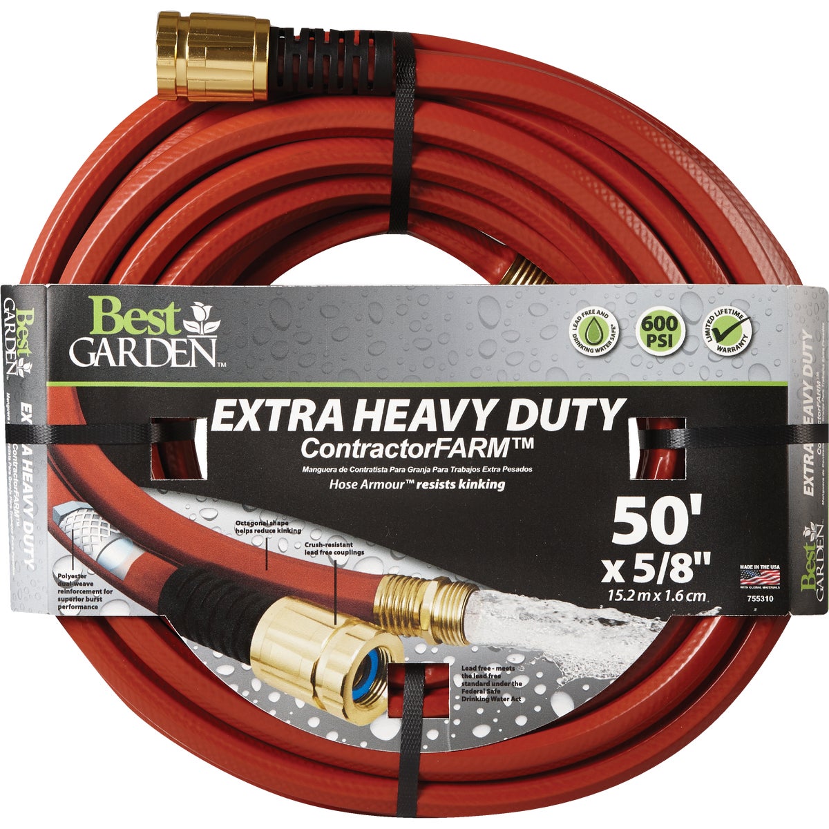 Best Garden 5/8 In. Dia. x 50 Ft. L. Drinking Water Safe Contractor Hose Image 1