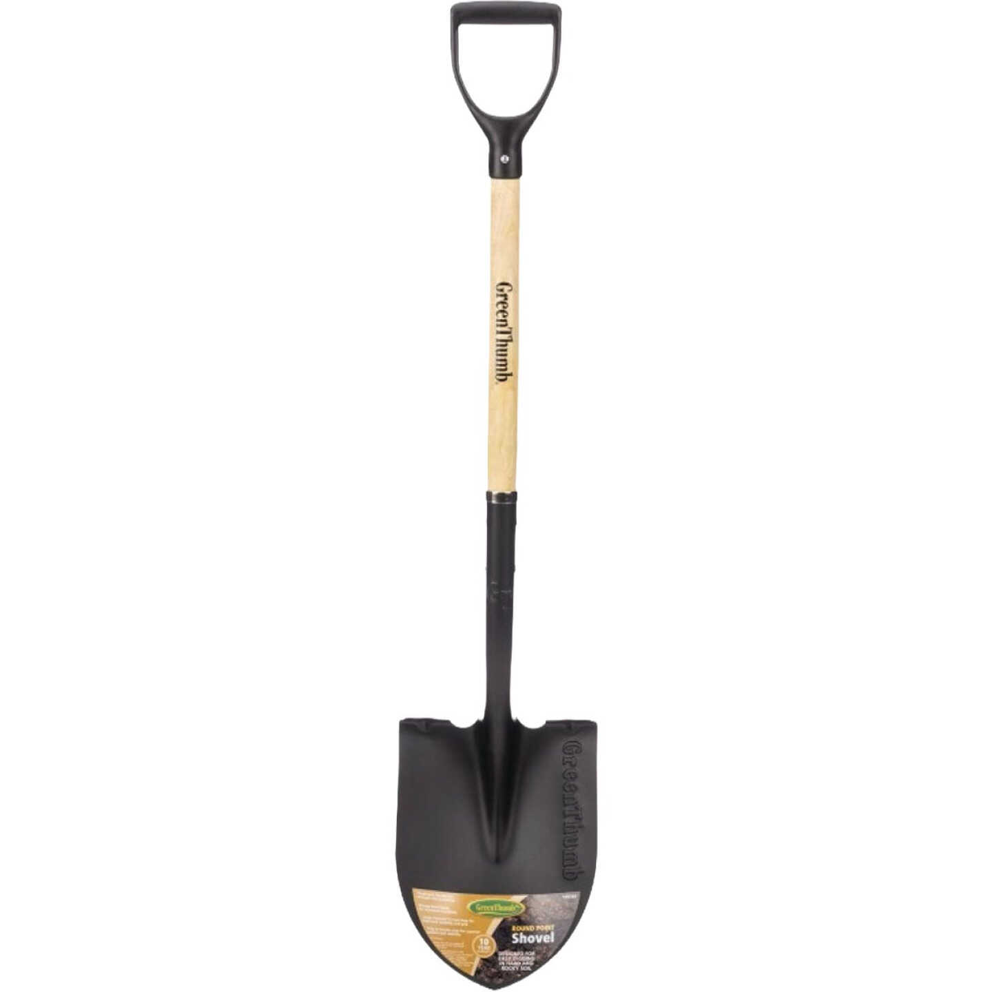 Green Thumb Wood D-Handle Round Point Garden Shovel Image 1