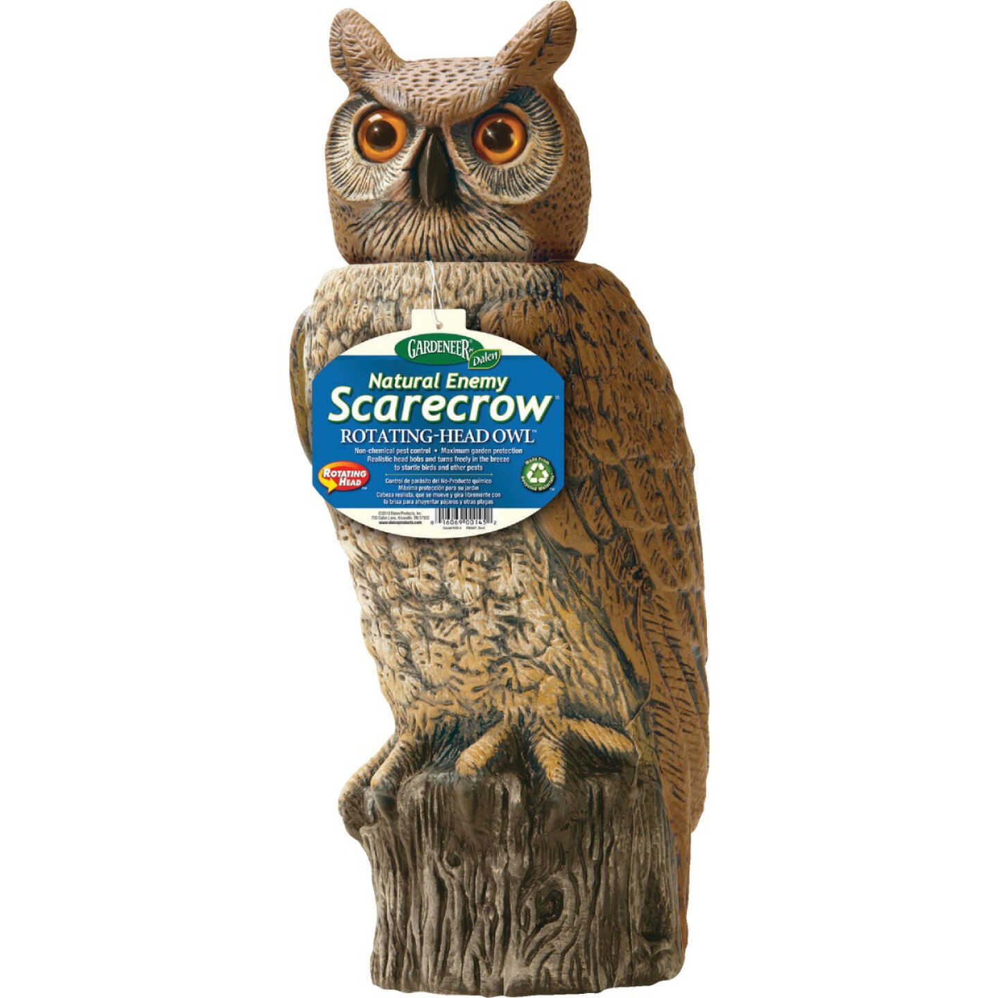 Gardeneer Natural Enemy Scarecrow 18 In. H. Rotating Head Owl Pest Deterrent Decoy Image 1