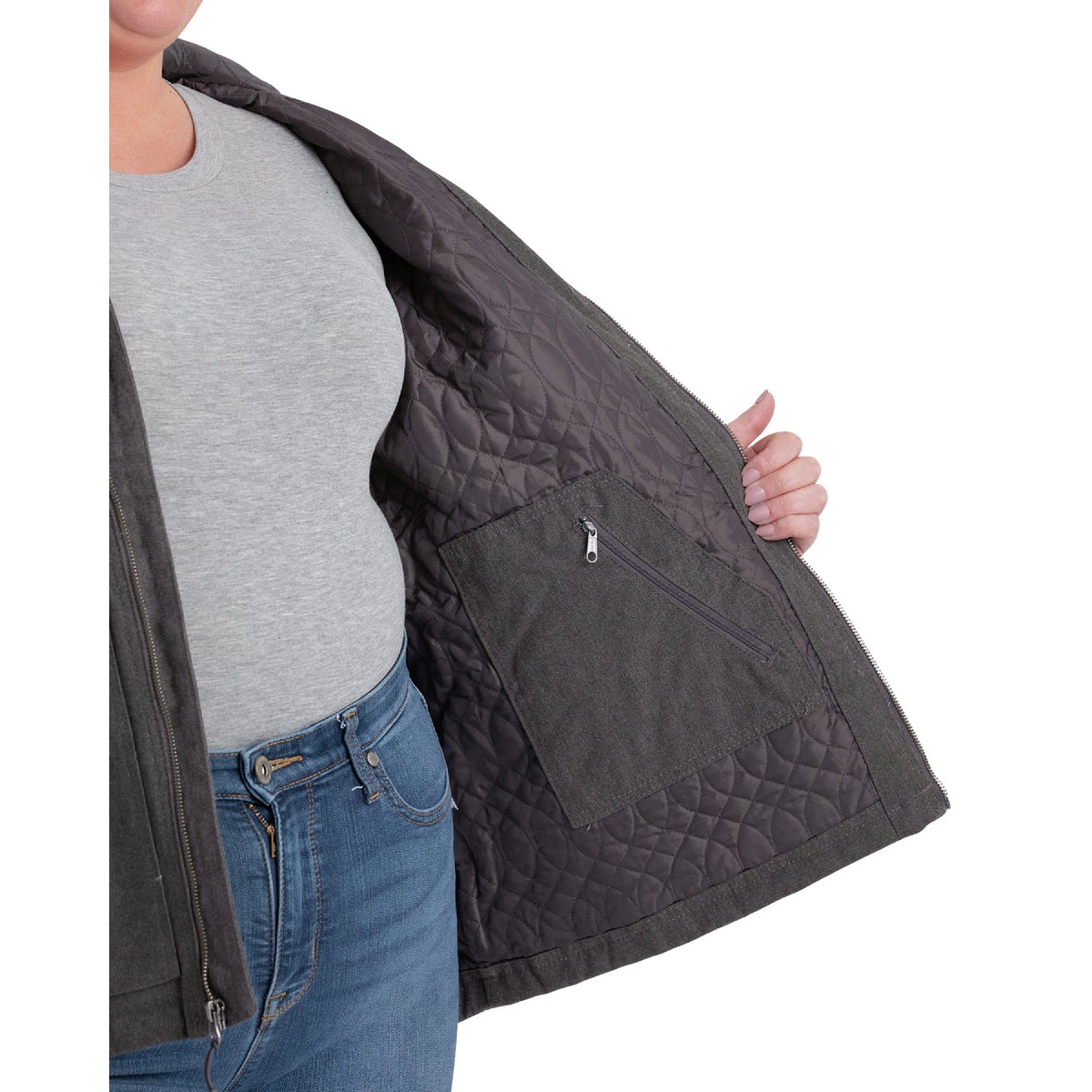 Berne Women's XL Titanium Heathered Duck Hooded Jacket Image 5