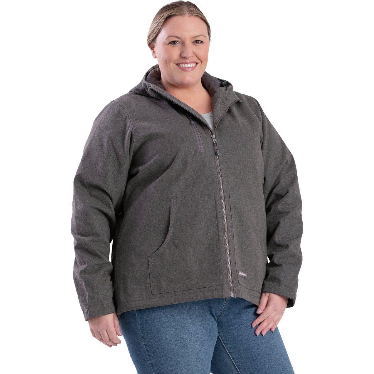 Berne Women's XL Titanium Heathered Duck Hooded Jacket