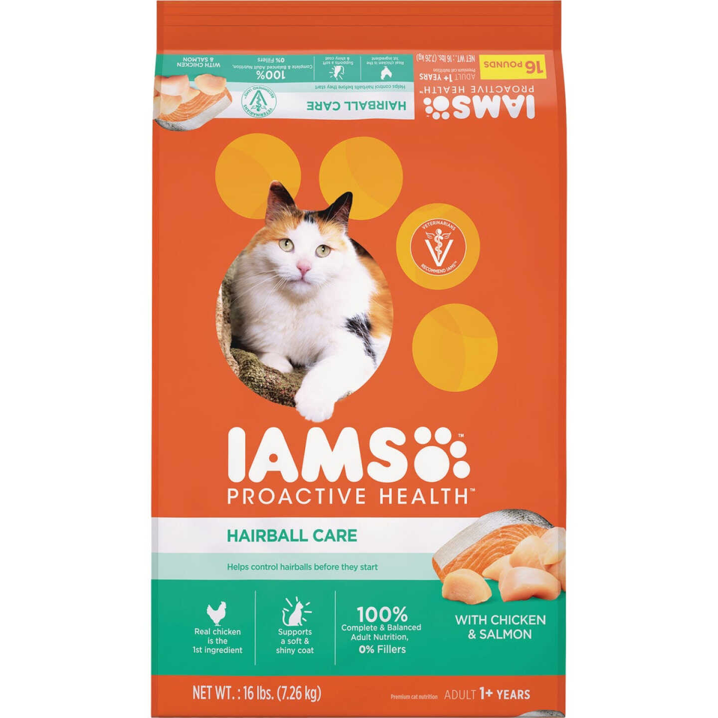Iams Proactive Health Hairball Care 16 Lb. Chicken & Salmon Flavor Adult Dry Cat Food Image 1