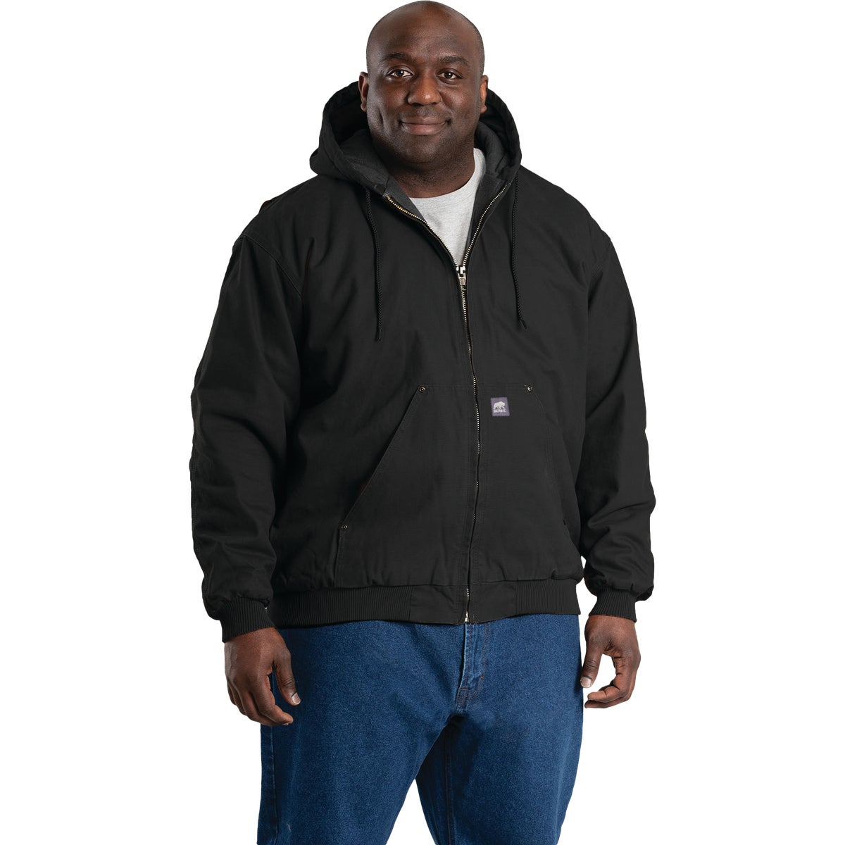 Berne Heartland Men's Large Black Hooded Work Jacket Image 4